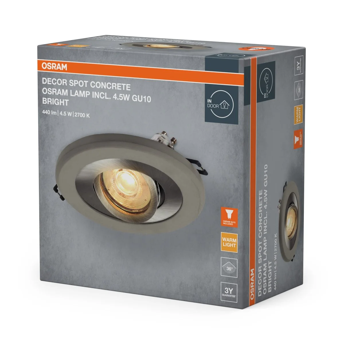 Lampa punktowa LED OSRAM Concrete Spot GU10 Bright 4.5W Satin Nickel - Image 2
