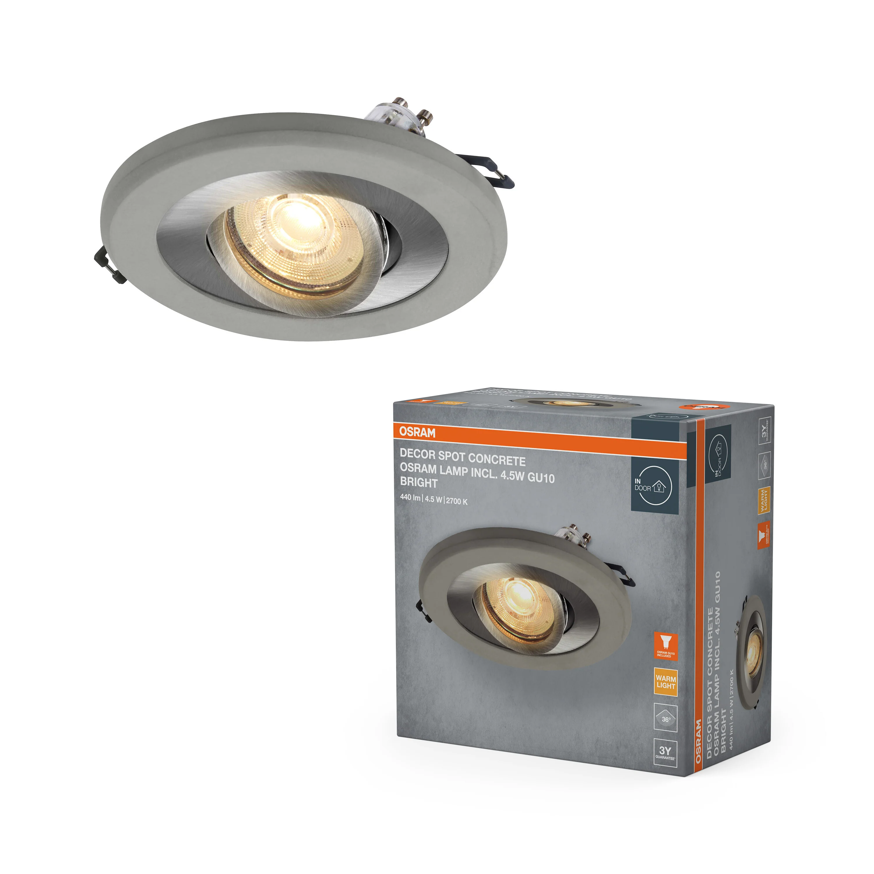 Lampa punktowa LED OSRAM Concrete Spot GU10 Bright 4.5W Satin Nickel - Image 6
