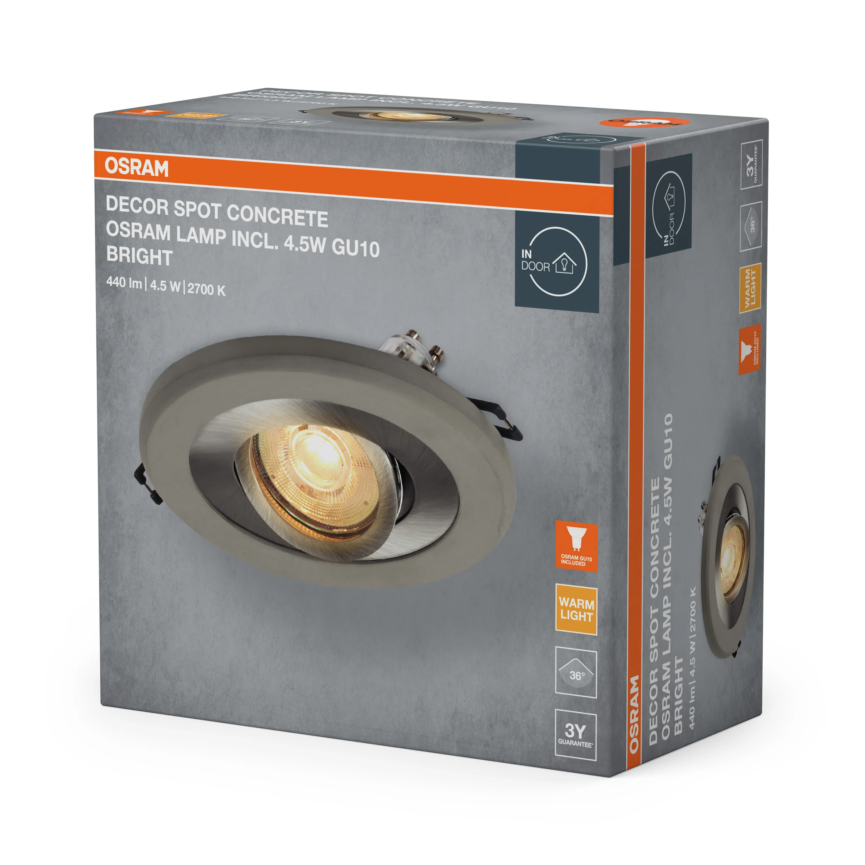 Lampa punktowa LED OSRAM Concrete Spot GU10 Bright 4.5W Satin Nickel - Image 7