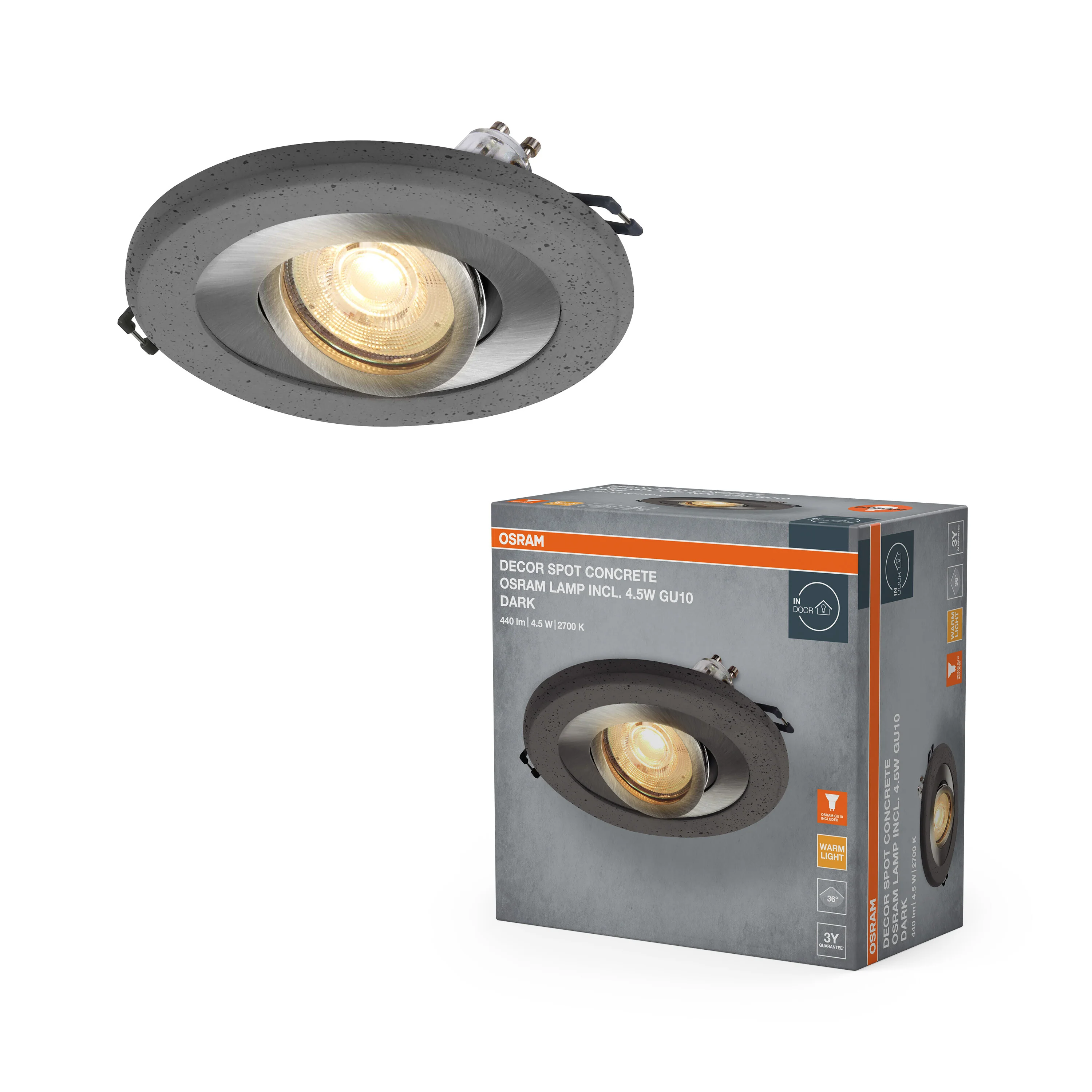 Lampa punktowa LED OSRAM Concrete Spot GU10 Dark  4.5W Satin Nickel - Image 6