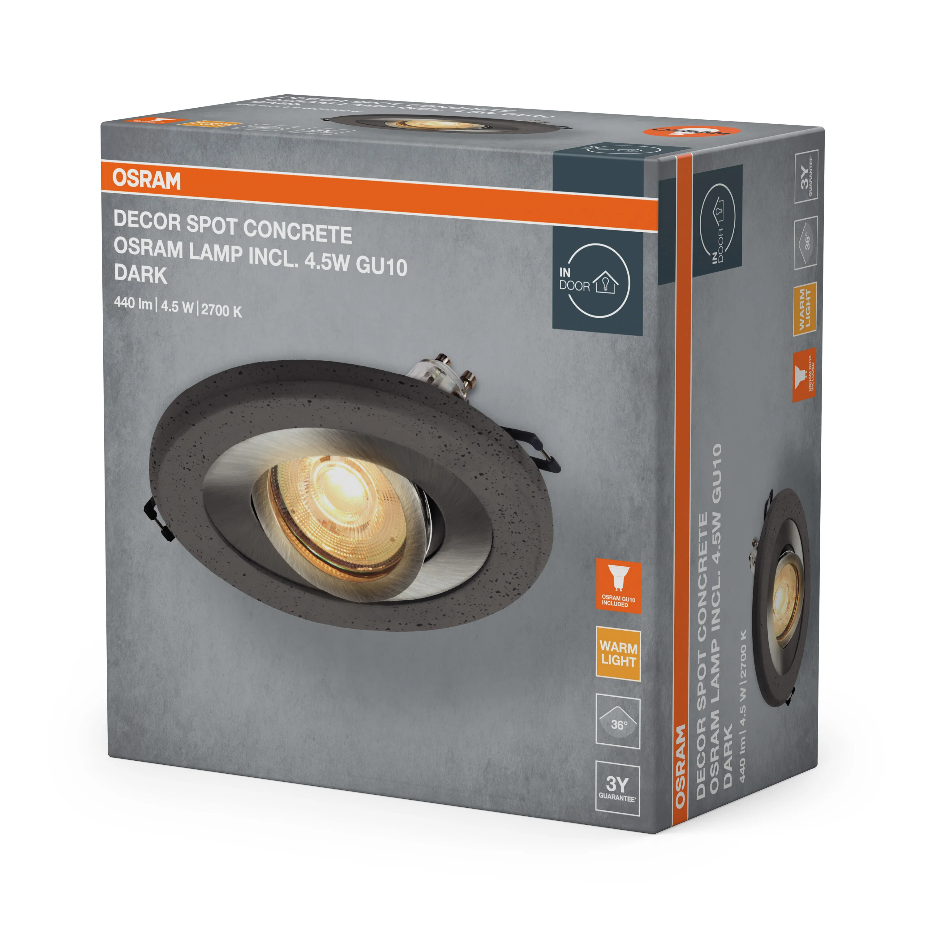 Lampa punktowa LED OSRAM Concrete Spot GU10 Dark  4.5W Satin Nickel - Image 7