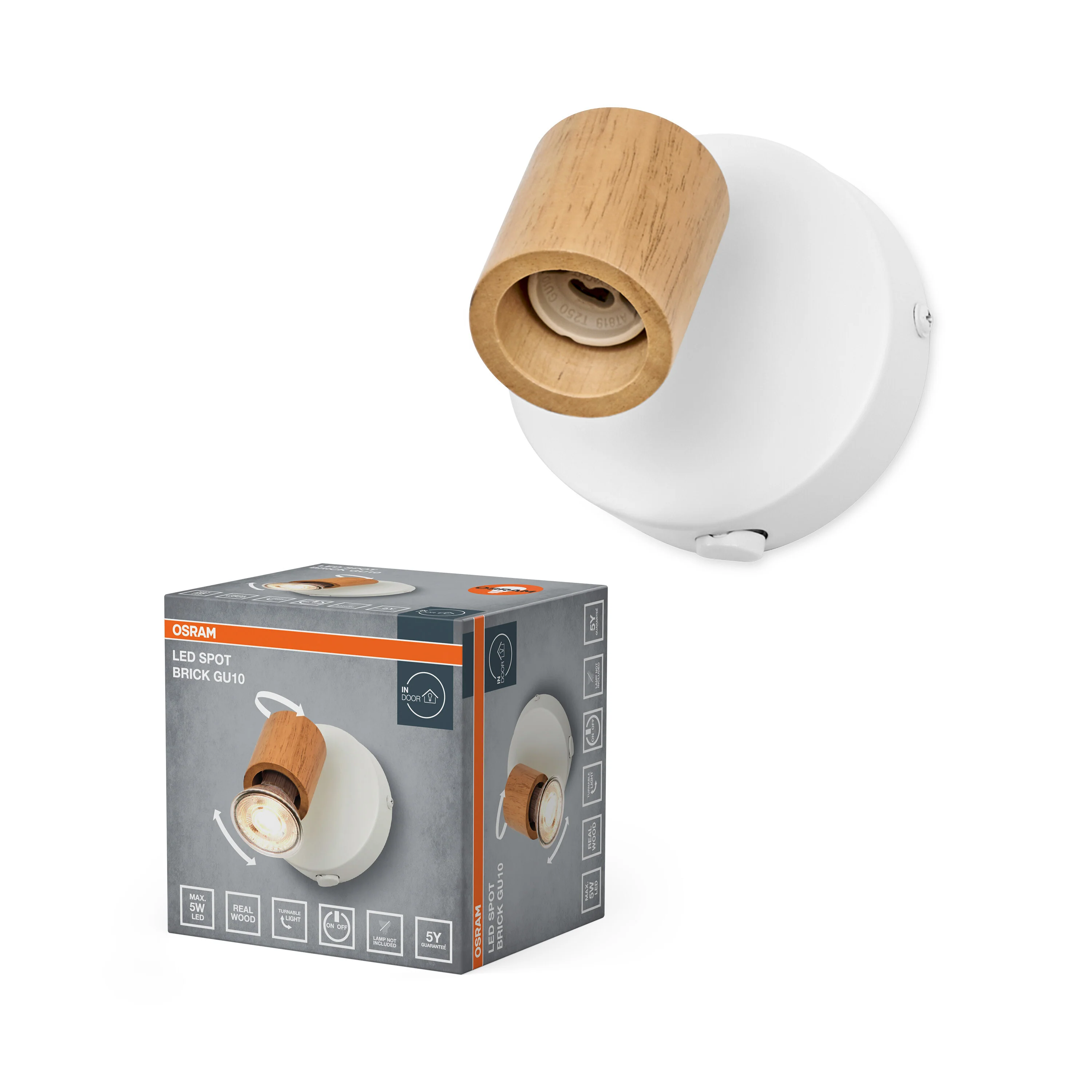 Lampa punktowa LED OSRAM LED Spot Brick 1xGU10 biały and Wood - Image 5