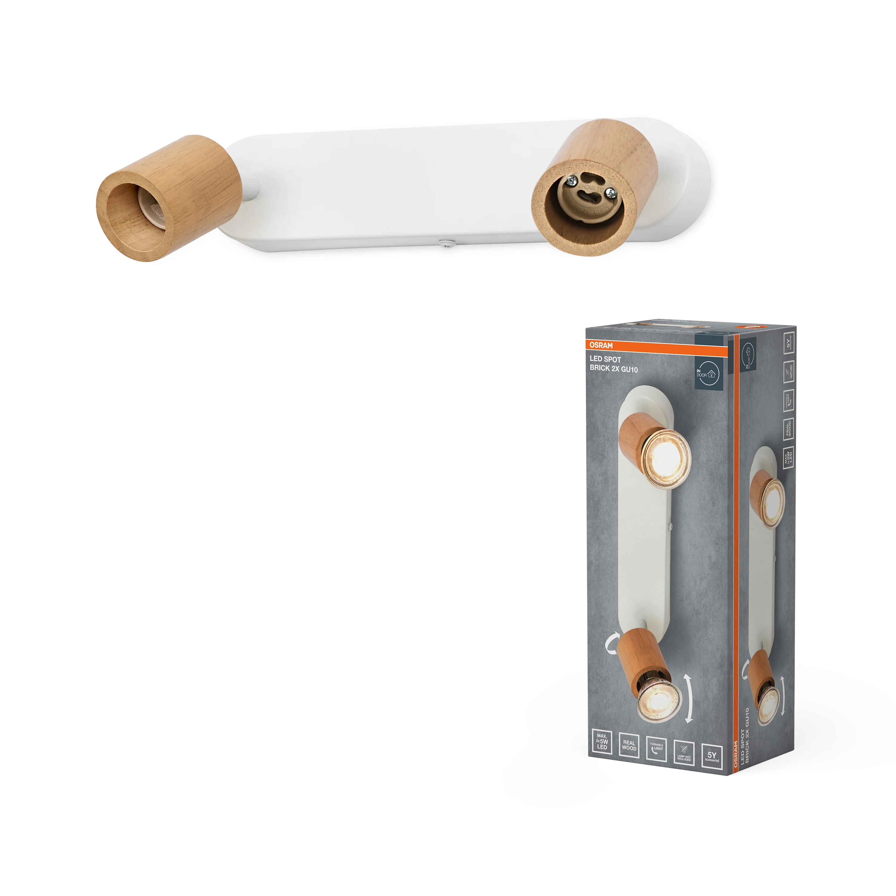 Lampa punktowa LED OSRAM LED Spot Brick 2xGU10 biały and Wood - Image 5