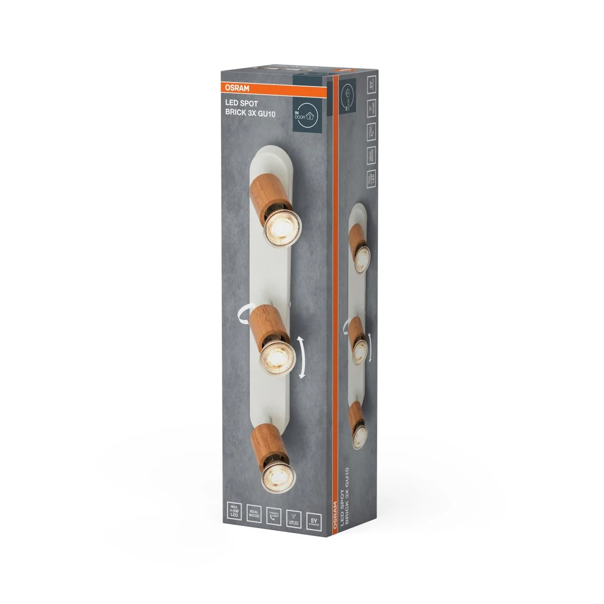 Lampa punktowa LED OSRAM LED Spot Brick 3xGU10 biały and Wood - Image 2
