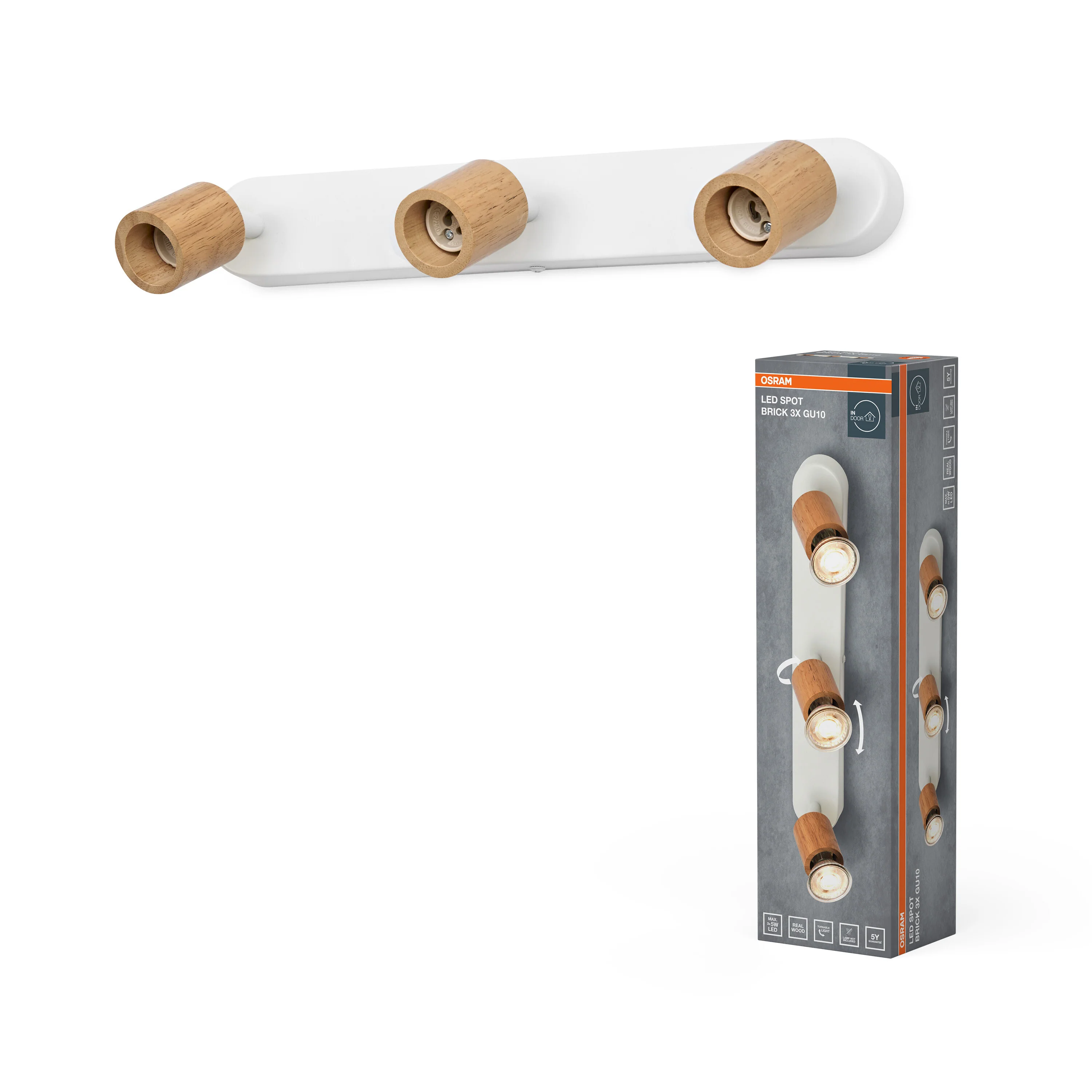 Lampa punktowa LED OSRAM LED Spot Brick 3xGU10 biały and Wood - Image 5