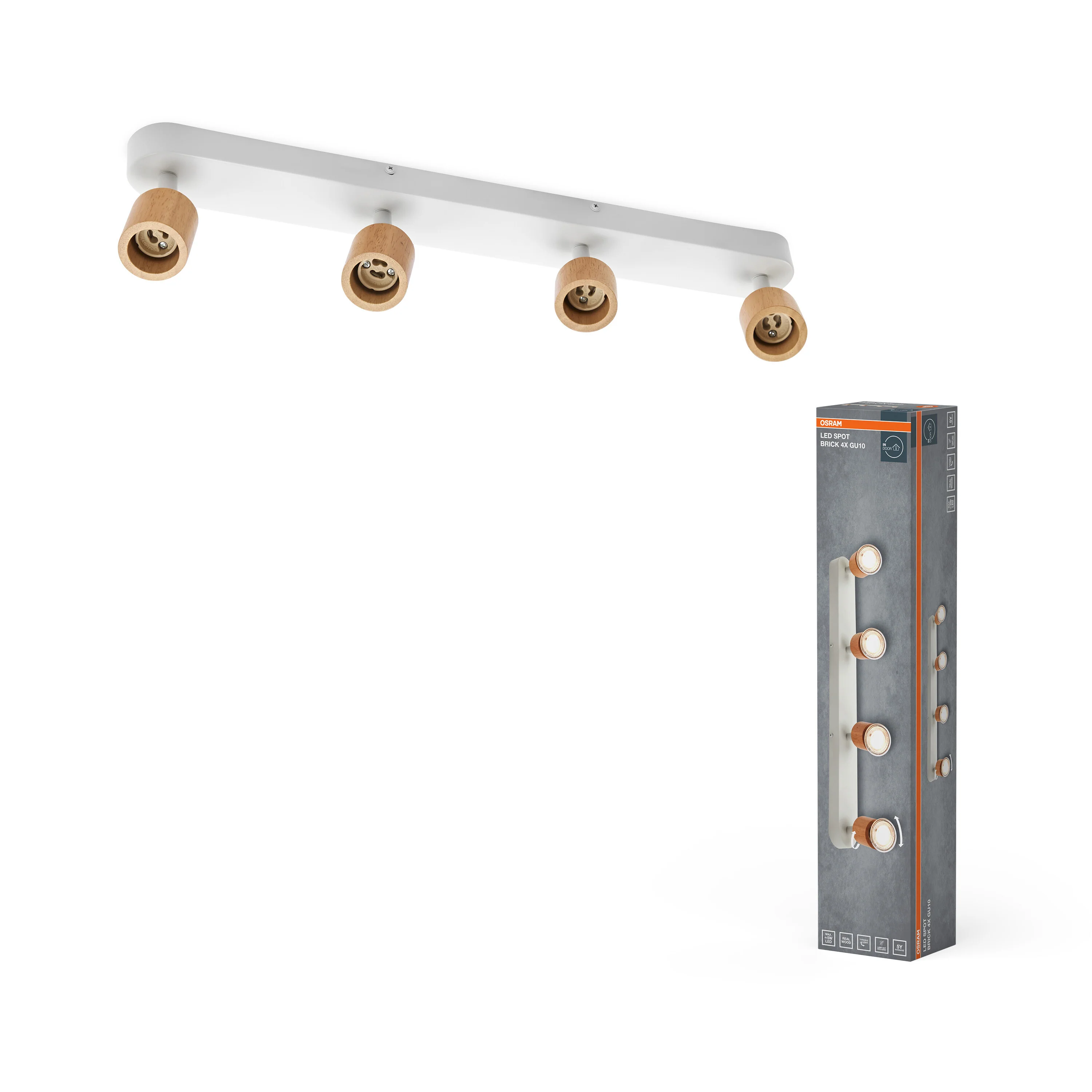 Lampa punktowa LED OSRAM LED Spot Brick 4xGU10 biały and Wood - Image 5