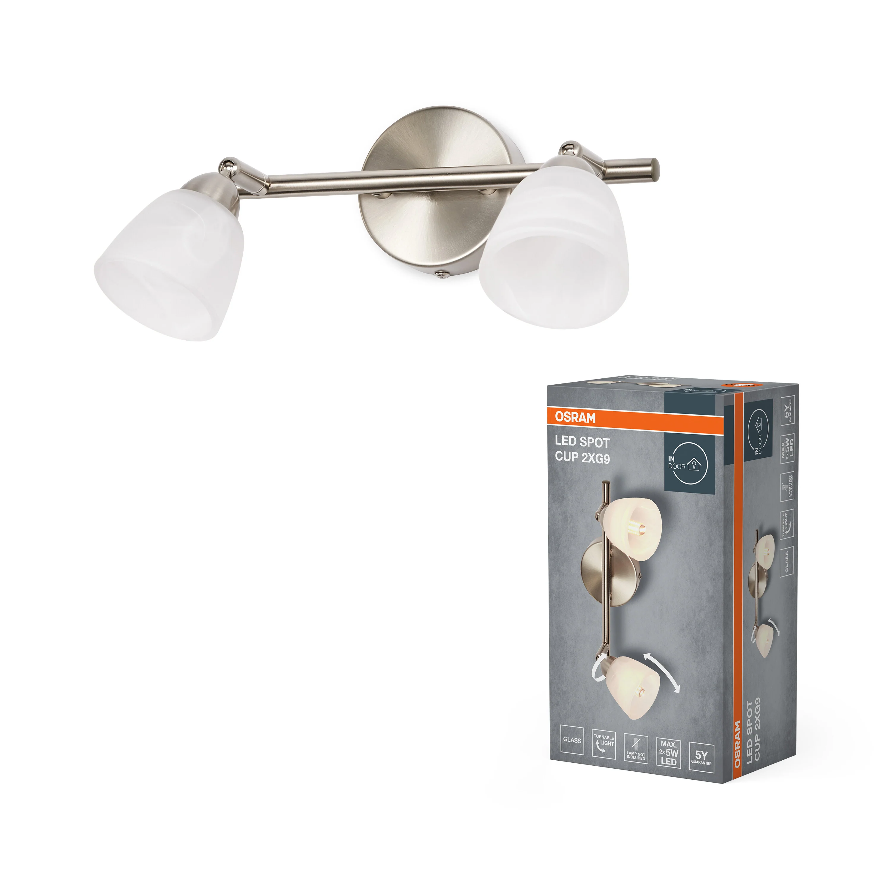 Lampa punktowa LED OSRAM LED Spot Cup 2xG9 Brushed Nickel - Image 5