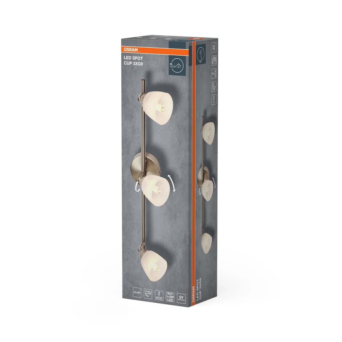 Lampa punktowa LED OSRAM LED Spot Cup 3xG9 Brushed Nickel - Image 2