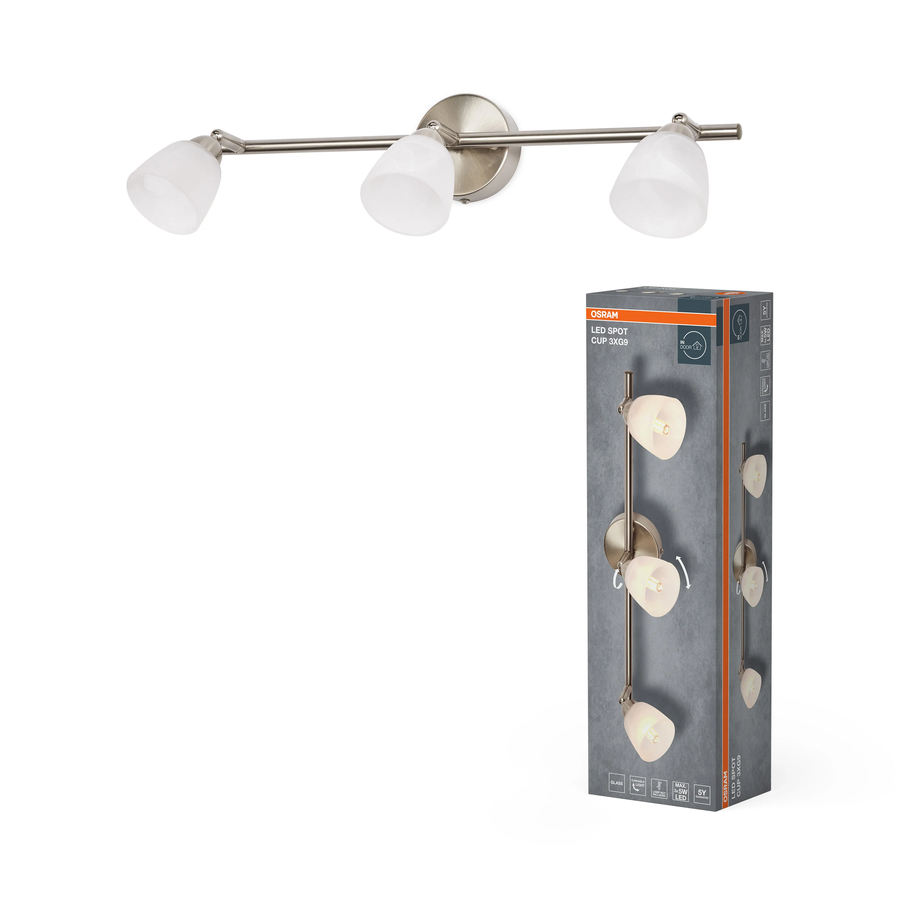 Lampa punktowa LED OSRAM LED Spot Cup 3xG9 Brushed Nickel - Image 5