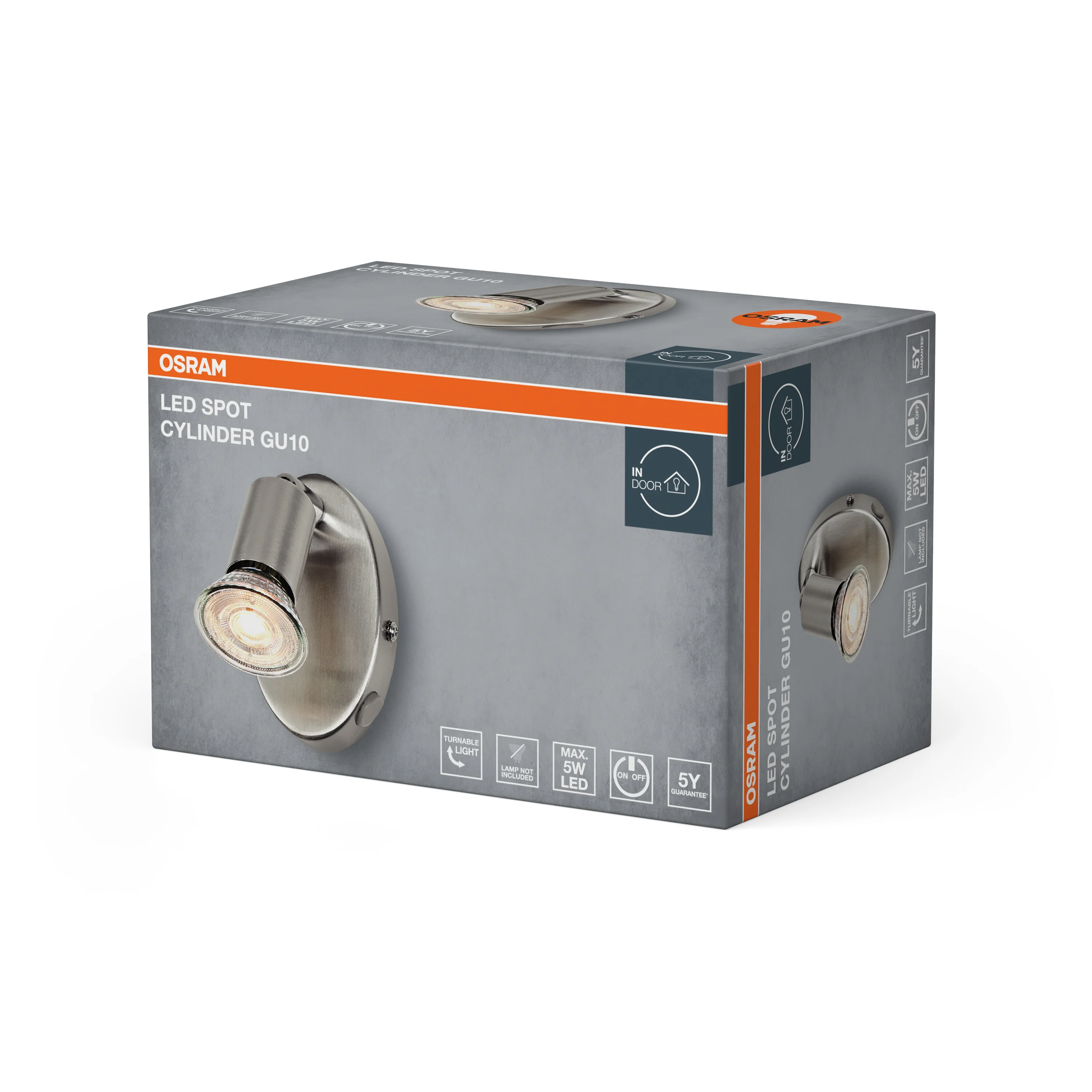 Lampa punktowa LED OSRAM LED Spot Cylinder 1xGU10 Brushed Nickel - Image 6