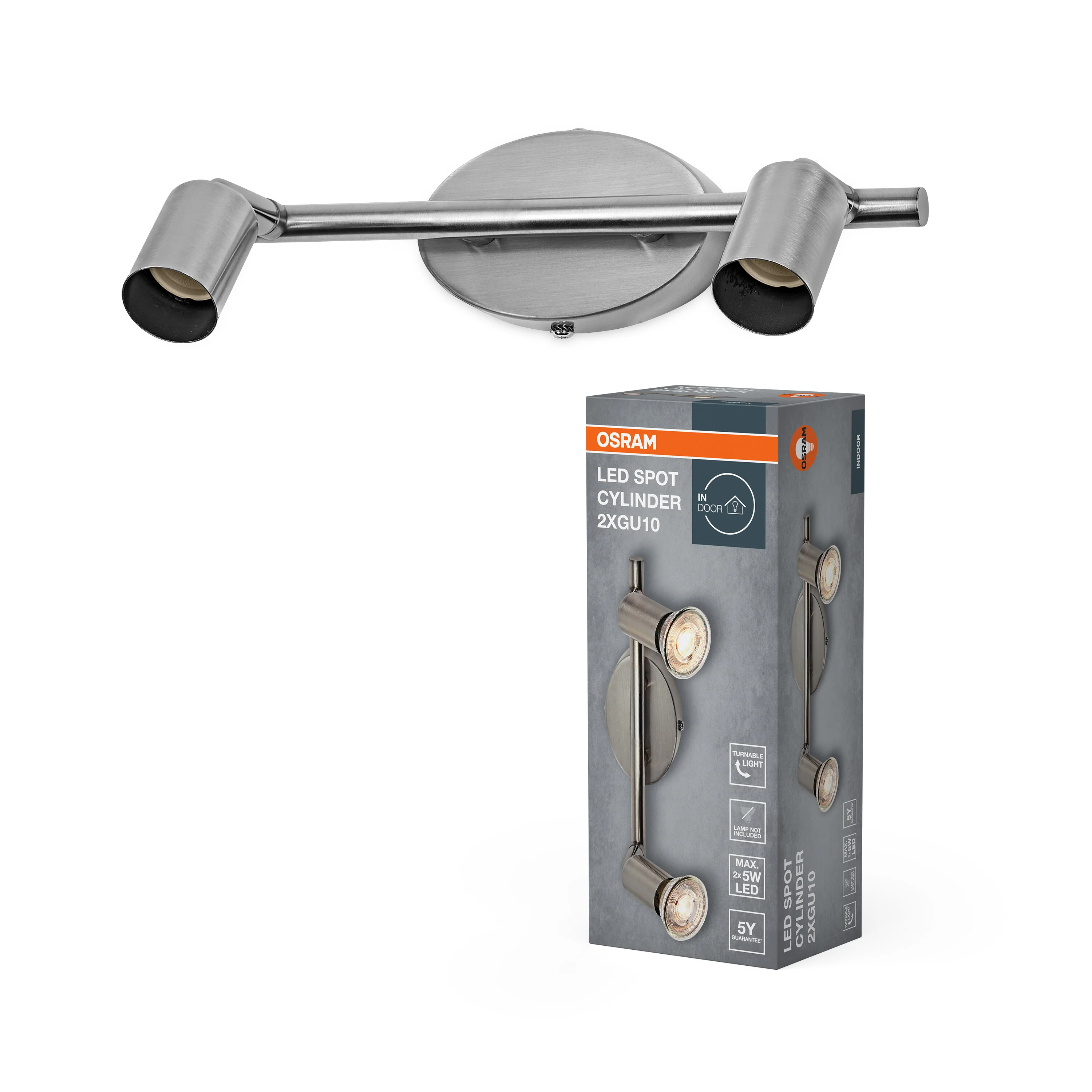 Lampa punktowa LED OSRAM LED Spot Cylinder 2xGU10 Brushed Nickel - Image 5