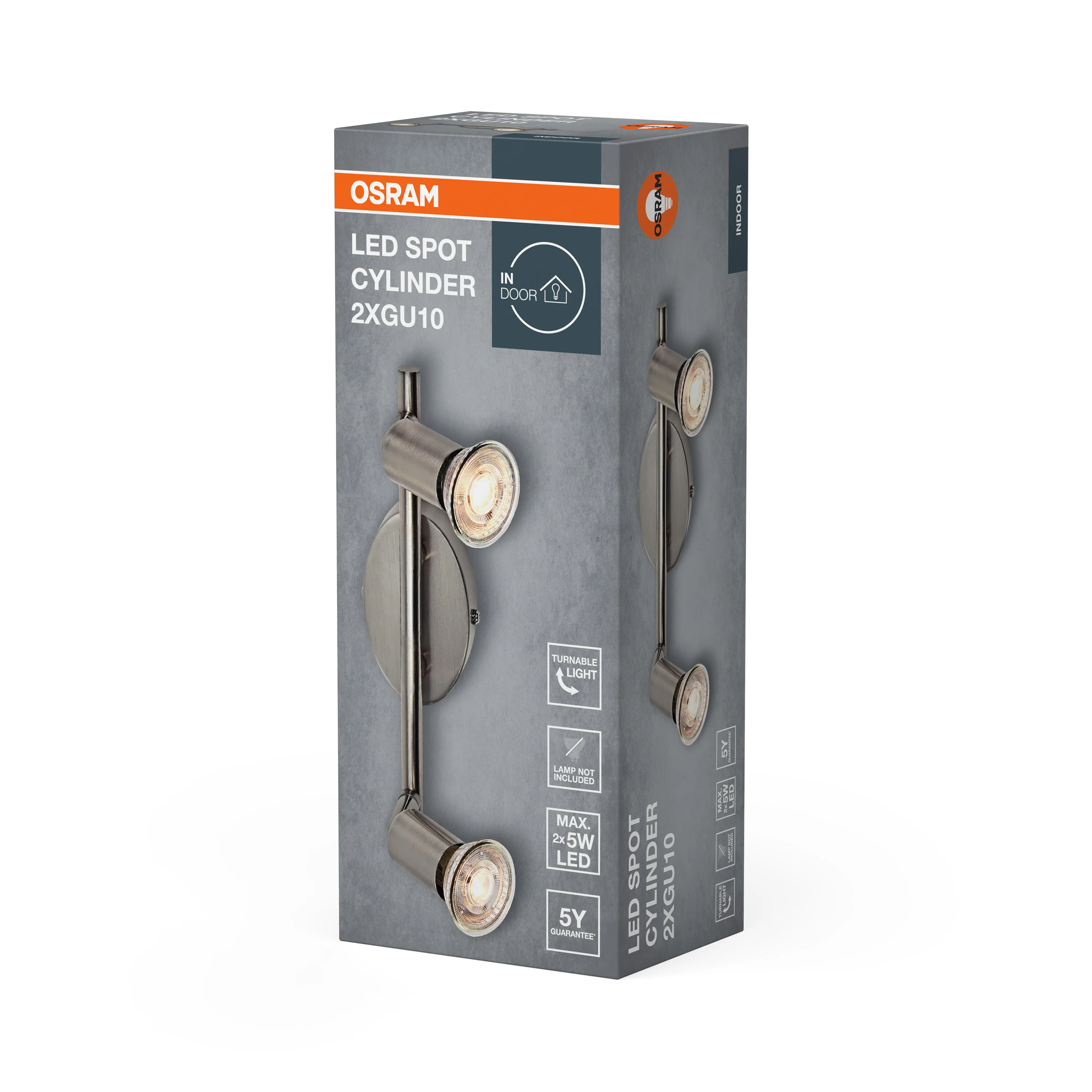 Lampa punktowa LED OSRAM LED Spot Cylinder 2xGU10 Brushed Nickel - Image 6