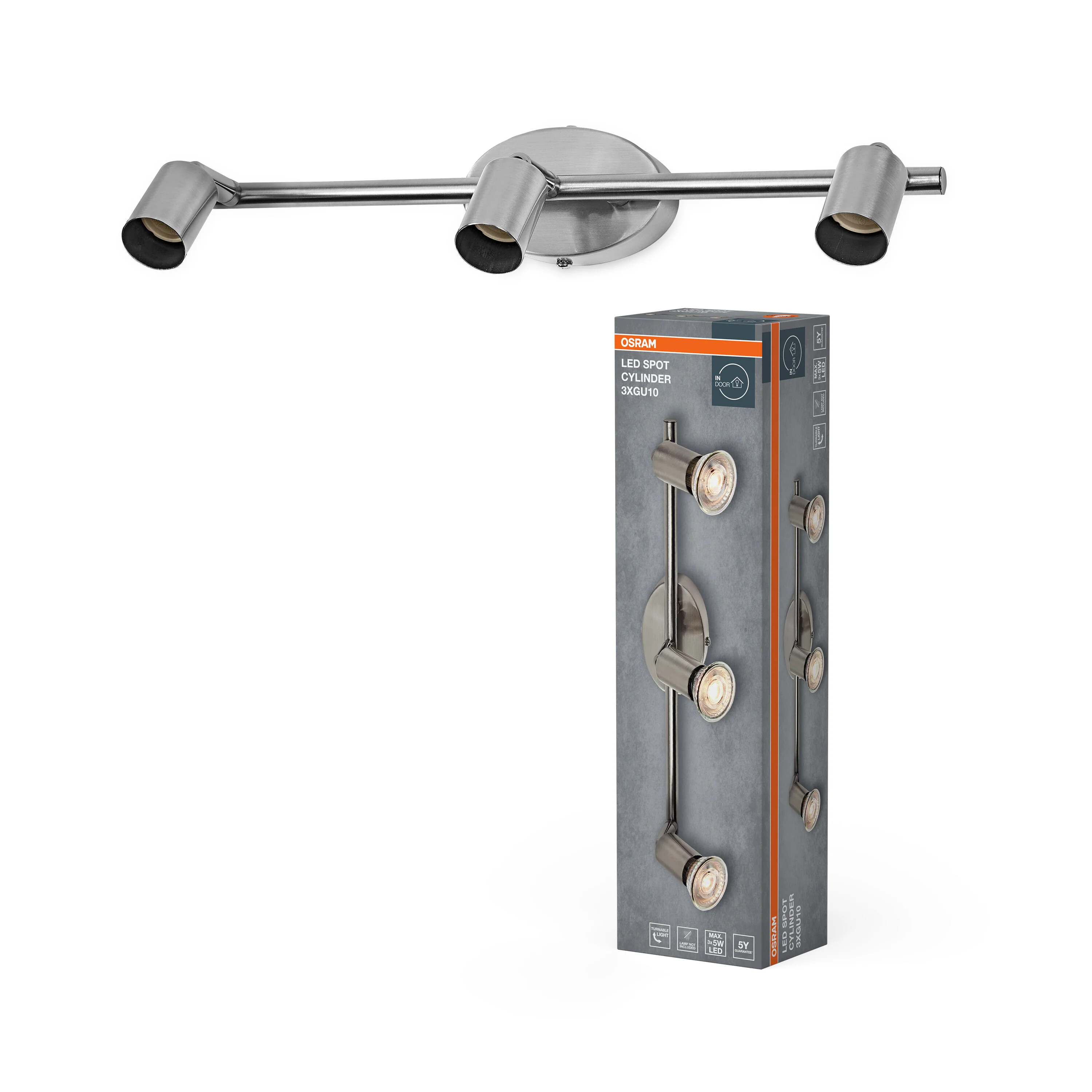 Lampa punktowa LED OSRAM LED Spot Cylinder 3xGU10 Brushed Nickel - Image 5