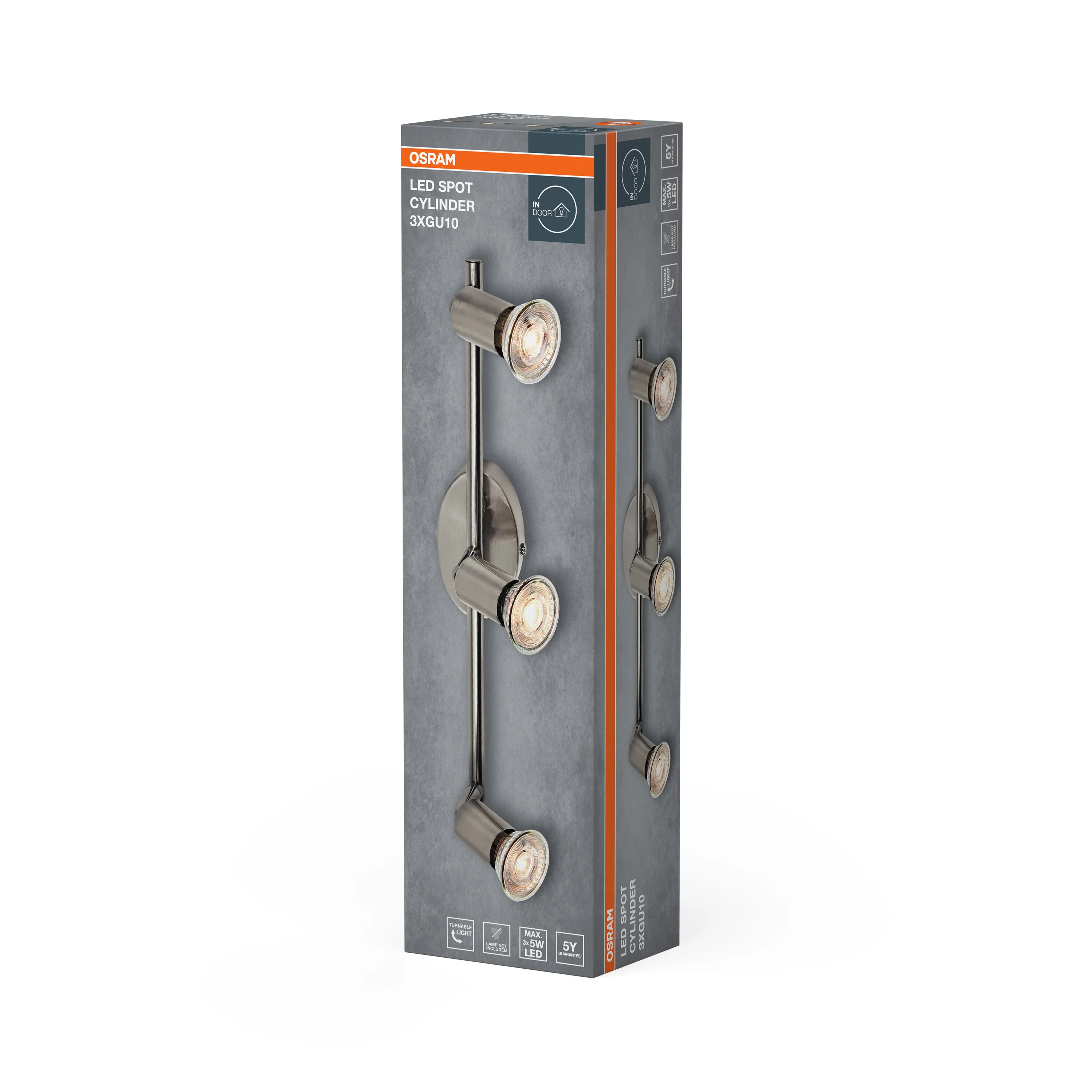 Lampa punktowa LED OSRAM LED Spot Cylinder 3xGU10 Brushed Nickel - Image 6