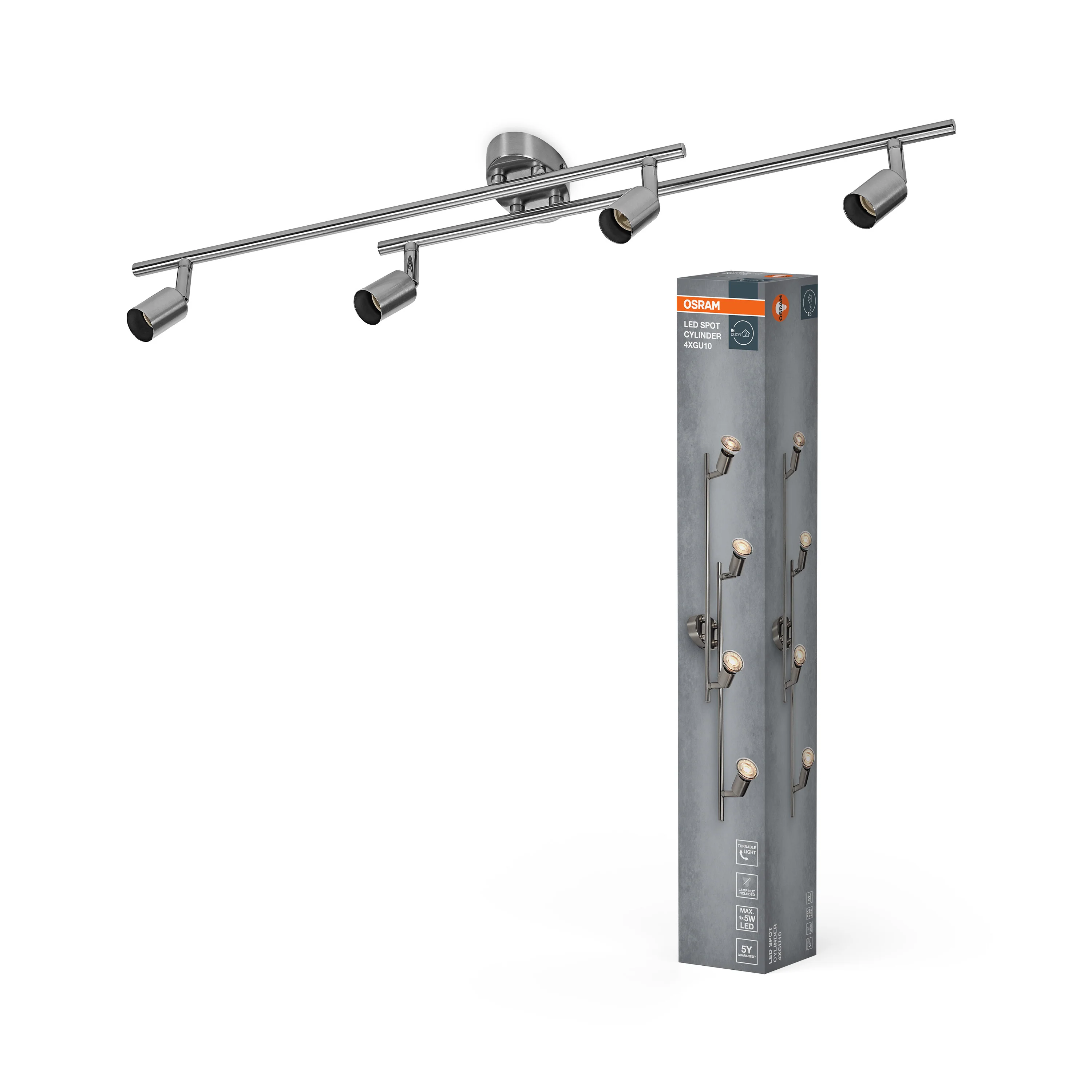 Lampa punktowa LED OSRAM LED Spot Cylinder 4xGU10 Brushed Nickel - Image 5