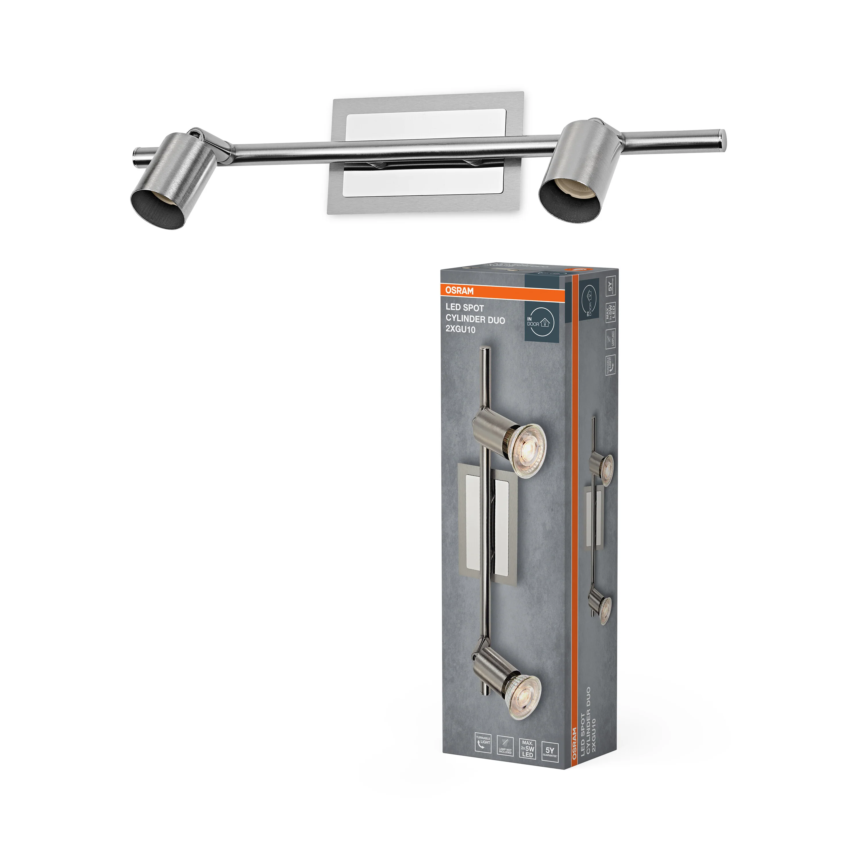 Lampa punktowa LED OSRAM LED Spot Cylinder Duo 2xGU10 Brushed Nickel - Image 5