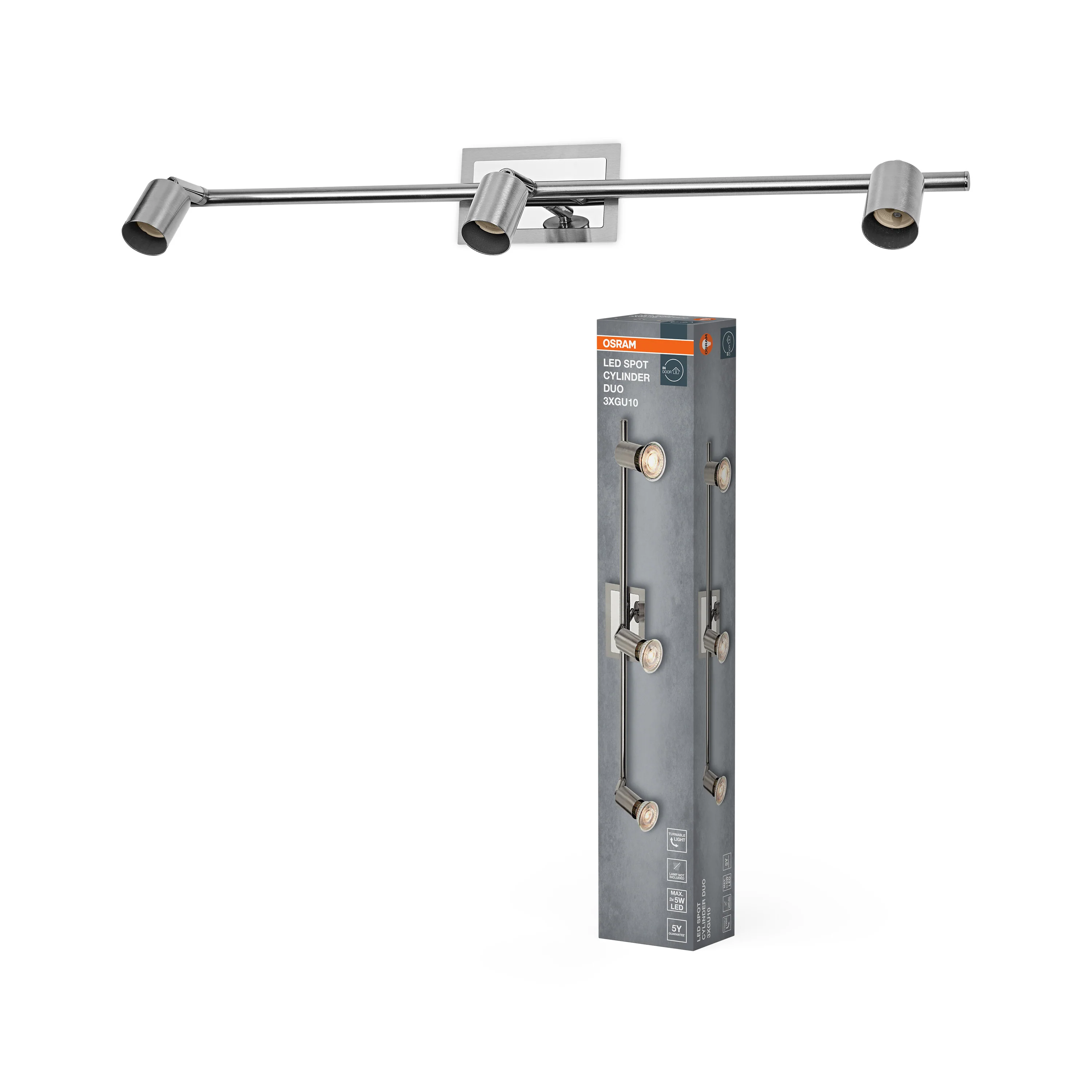 Lampa punktowa LED OSRAM LED Spot Cylinder Duo 3xGU10 Brushed Nickel - Image 5