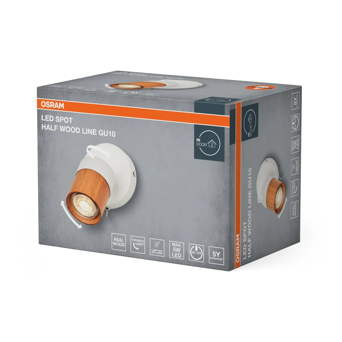 Lampa punktowa LED OSRAM LED Spot Half Wood Line 1xGU10 biały and Wood Decor - Image 2