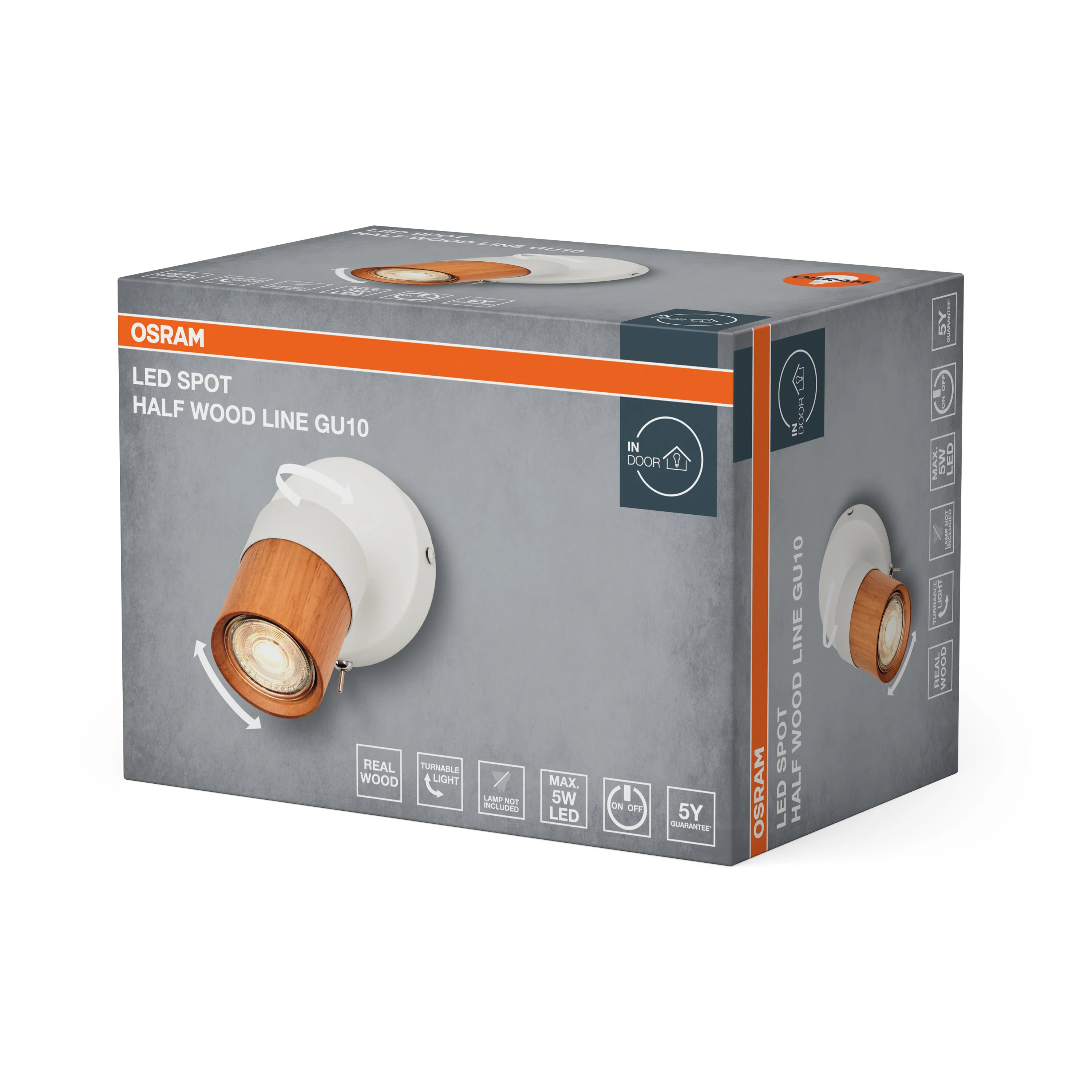 Lampa punktowa LED OSRAM LED Spot Half Wood Line 1xGU10 biały and Wood Decor - Image 6