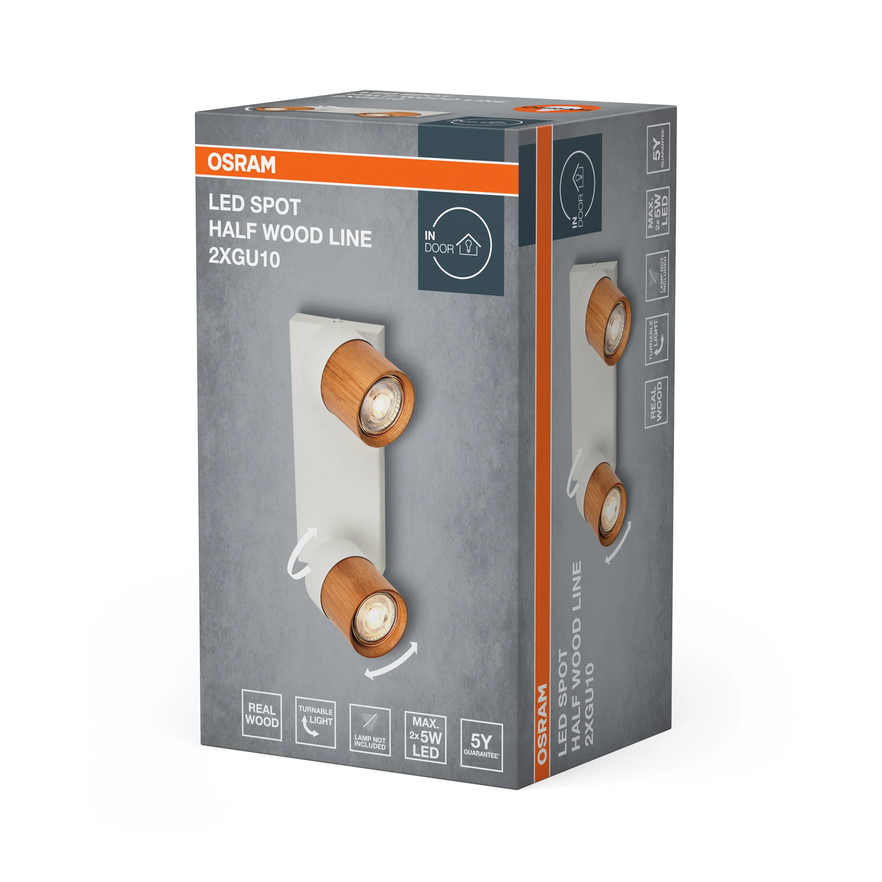 Lampa punktowa LED OSRAM LED Spot Half Wood Line 2xGU10 biały and Wood Decor - Image 5