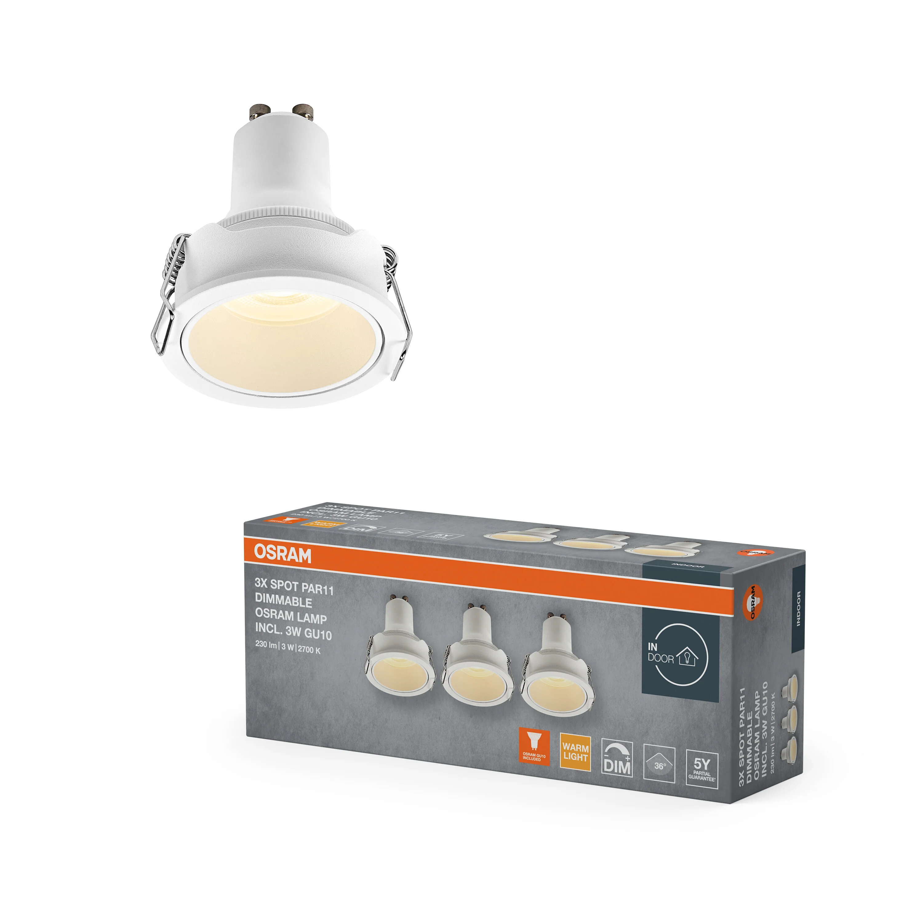 Lampa punktowa LED OSRAM LED Spot Set PAR11 Recess GU10 Dim 3W 827 biały - Image 5