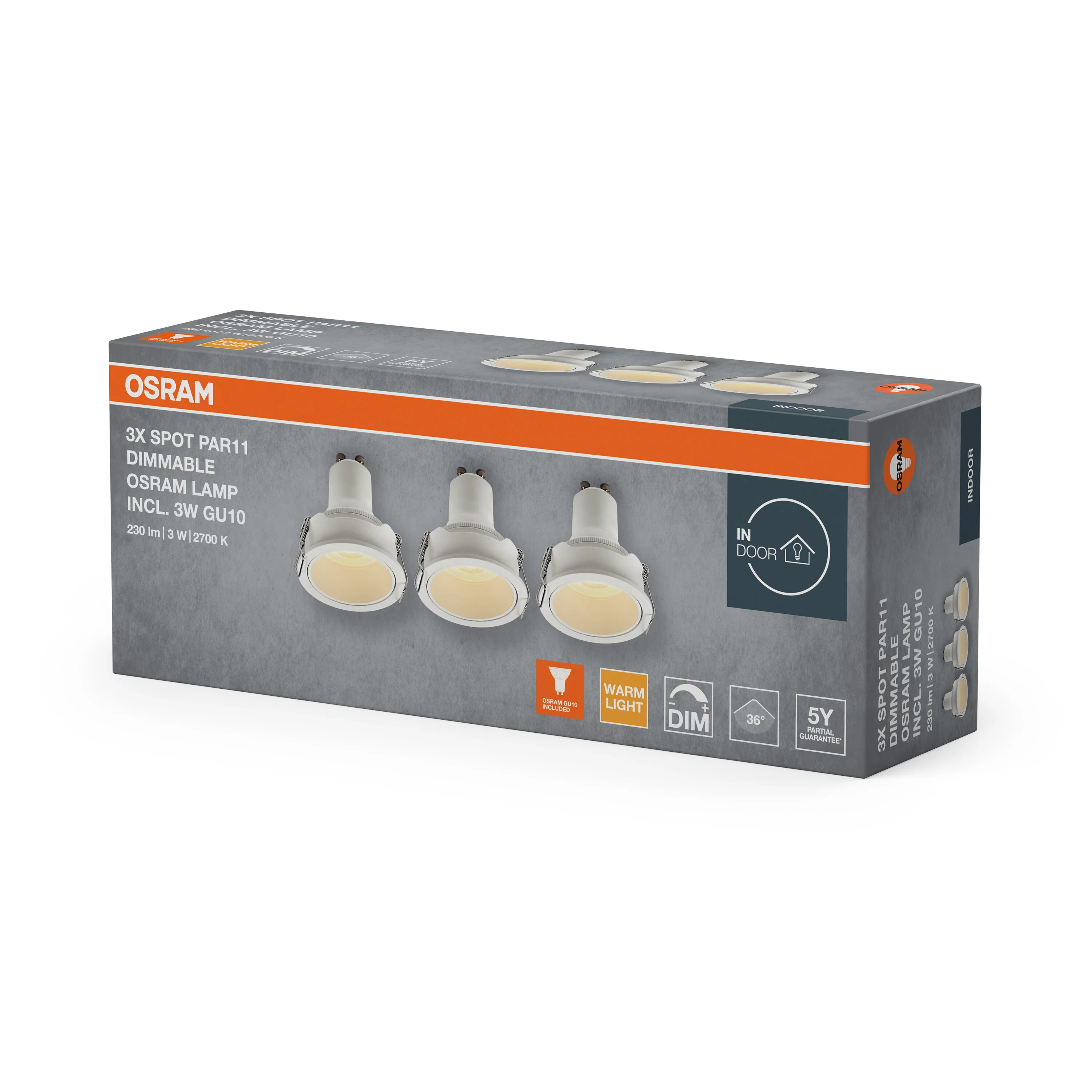 Lampa punktowa LED OSRAM LED Spot Set PAR11 Recess GU10 Dim 3W 827 biały - Image 6