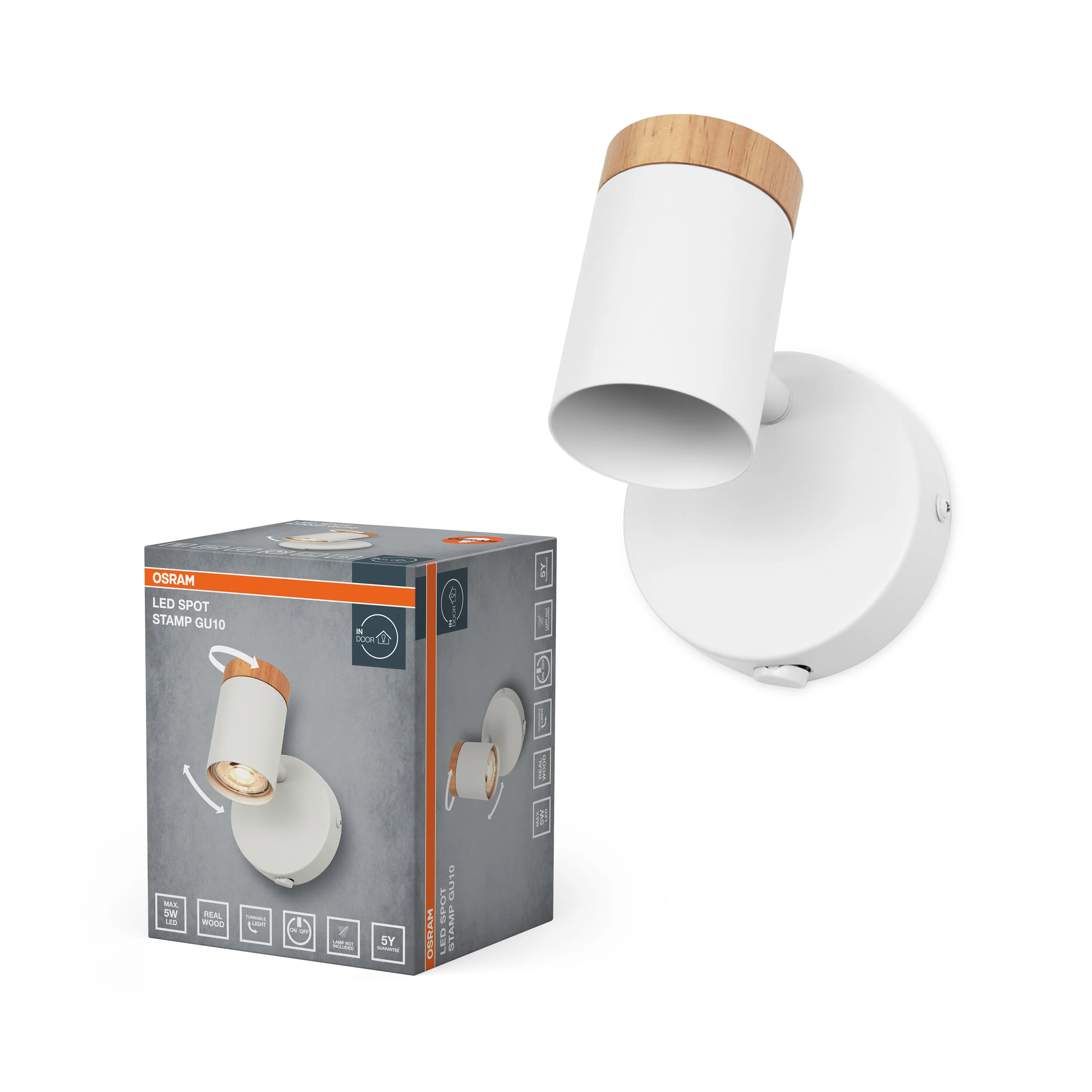 Lampa punktowa LED OSRAM LED Spot Stamp 1xGU10 biały and Wood - Image 5