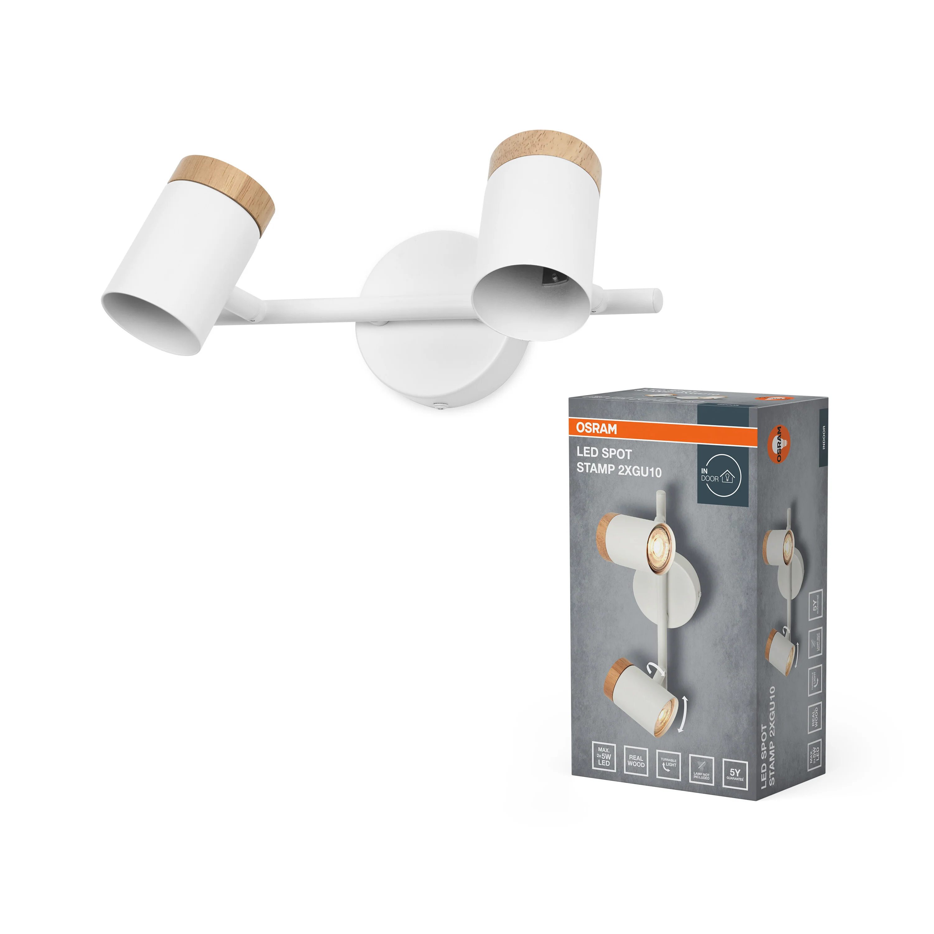 Lampa punktowa LED OSRAM LED Spot Stamp 2xGU10 biały and Wood - Image 5