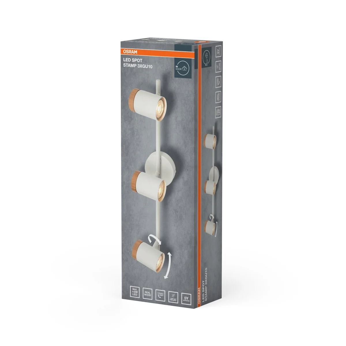 Lampa punktowa LED OSRAM LED Spot Stamp 3xGU10 biały and Wood - Image 2