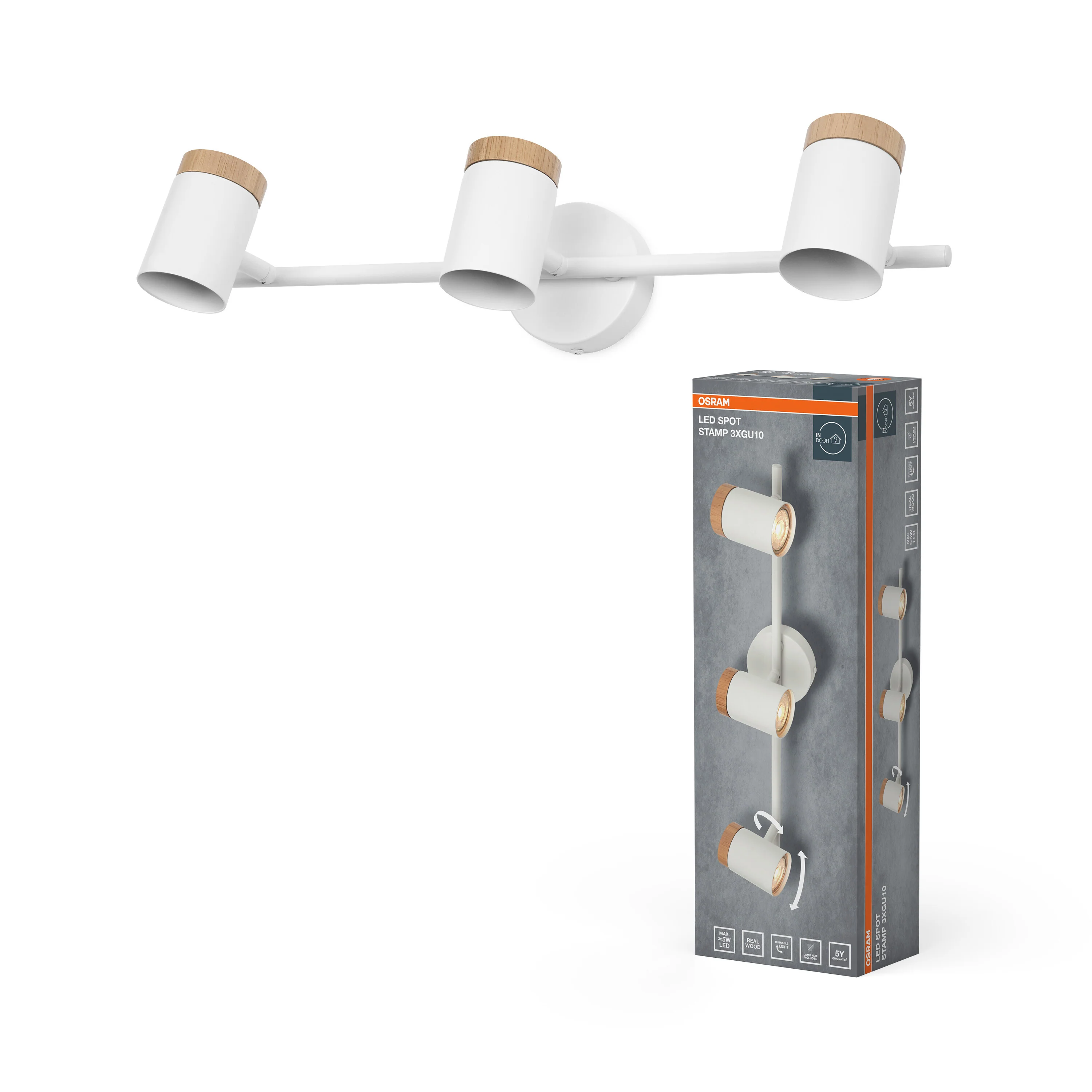 Lampa punktowa LED OSRAM LED Spot Stamp 3xGU10 biały and Wood - Image 5