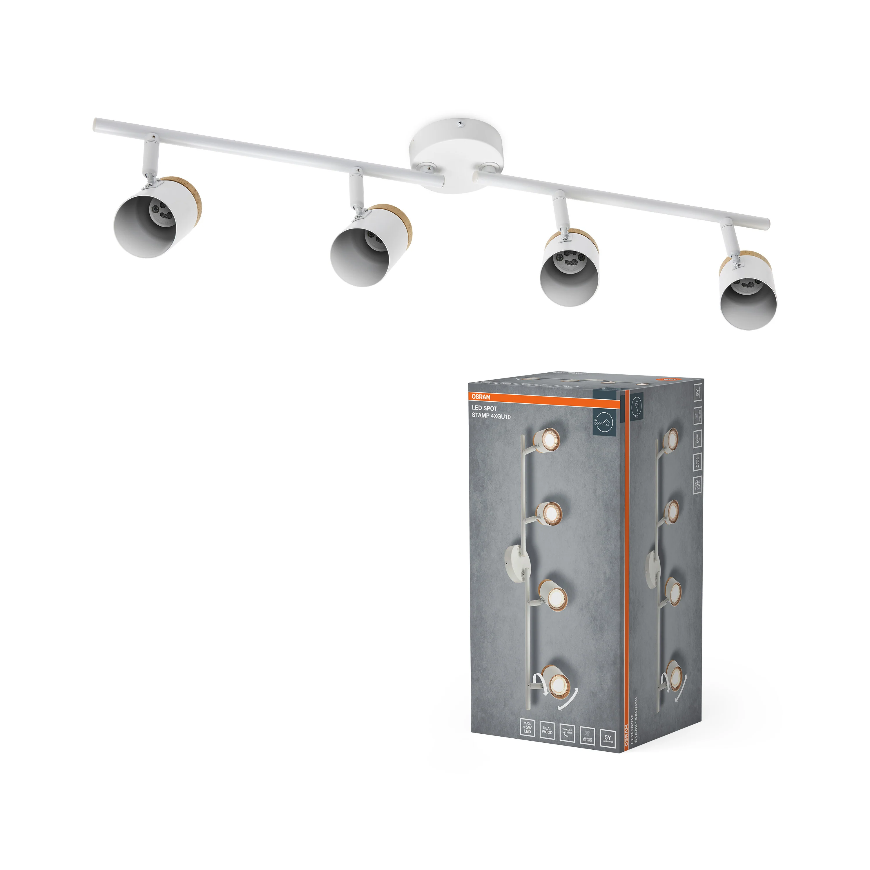 Lampa punktowa LED OSRAM LED Spot Stamp 4xGU10 biały and Wood - Image 5