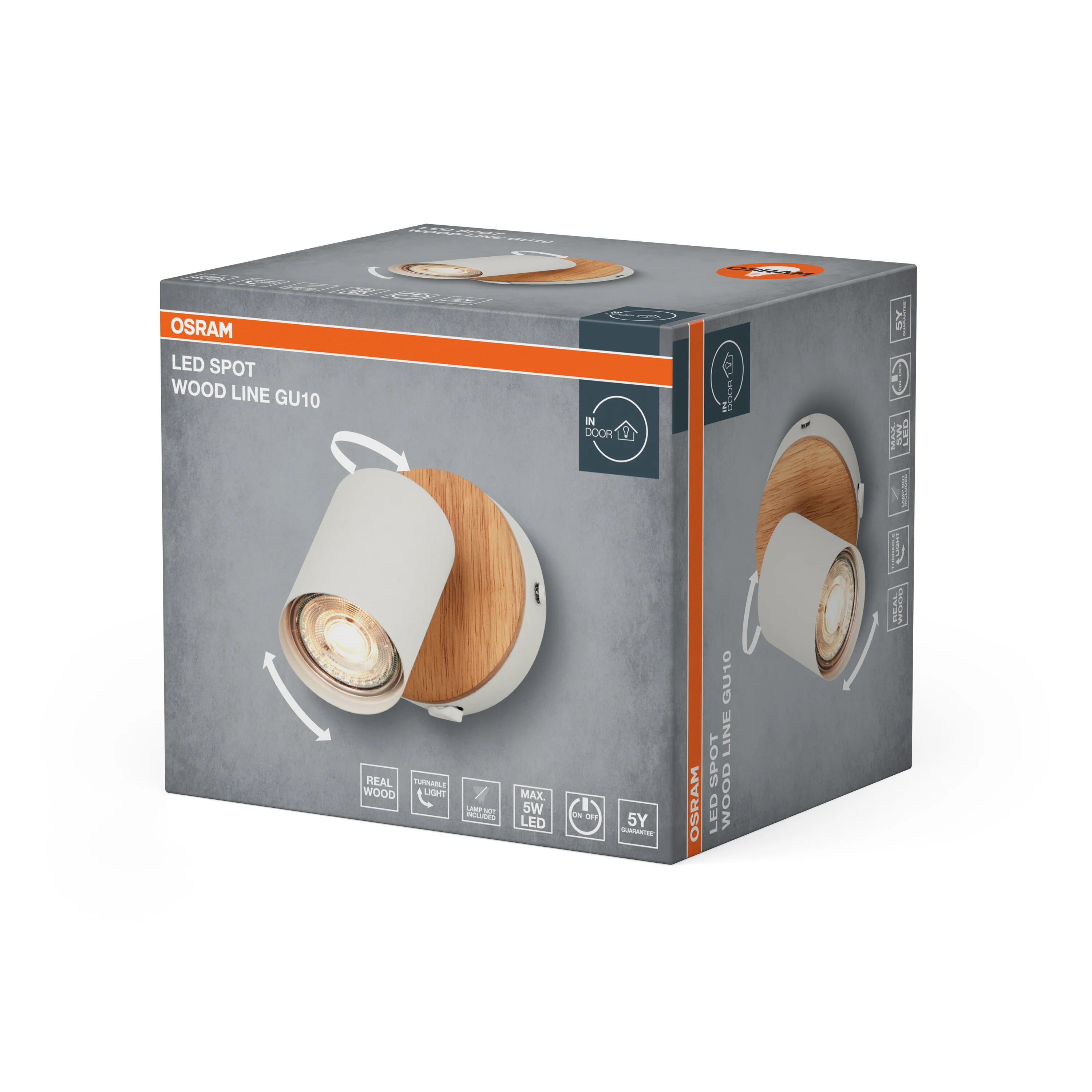Lampa punktowa LED OSRAM LED Spot Wood Line 1xGU10 biały and Wood Decor - Image 6