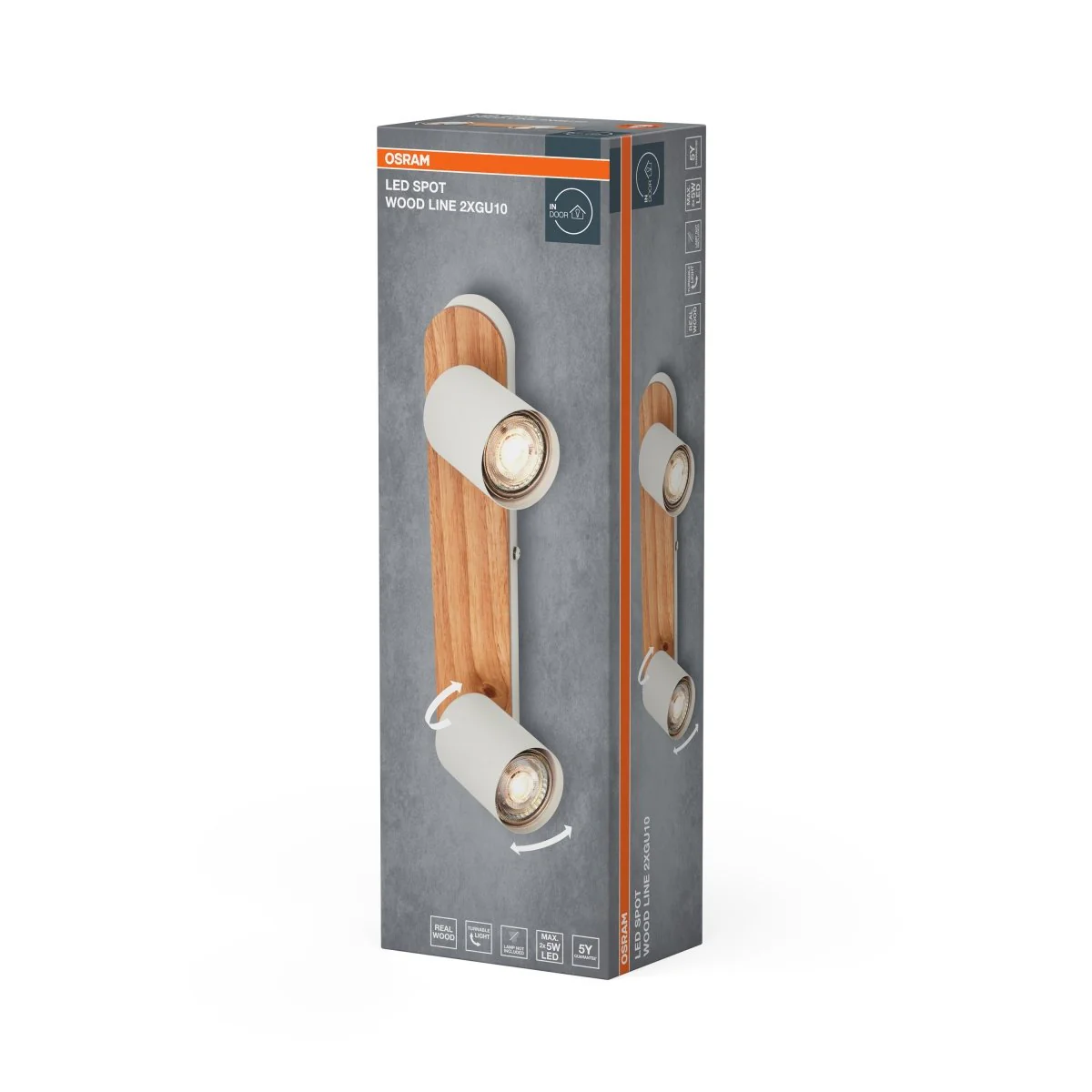 Lampa punktowa LED OSRAM LED Spot Wood Line 2xGU10 biały and Wood Decor - Image 2