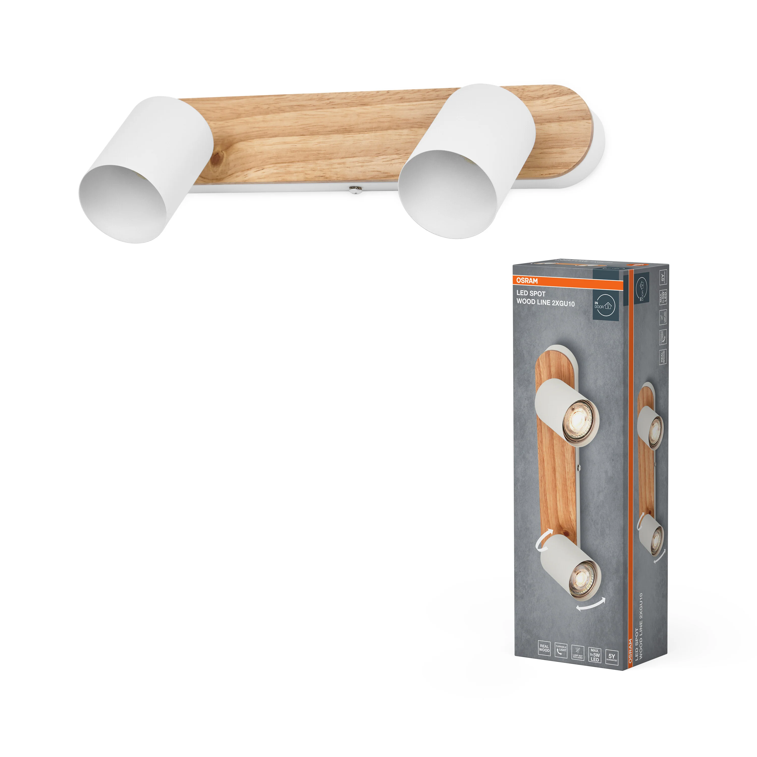 Lampa punktowa LED OSRAM LED Spot Wood Line 2xGU10 biały and Wood Decor - Image 5