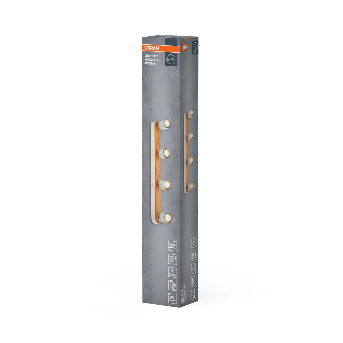 Lampa punktowa LED OSRAM LED Spot Wood Line 4xGU10 biały and Wood Decor - Image 2