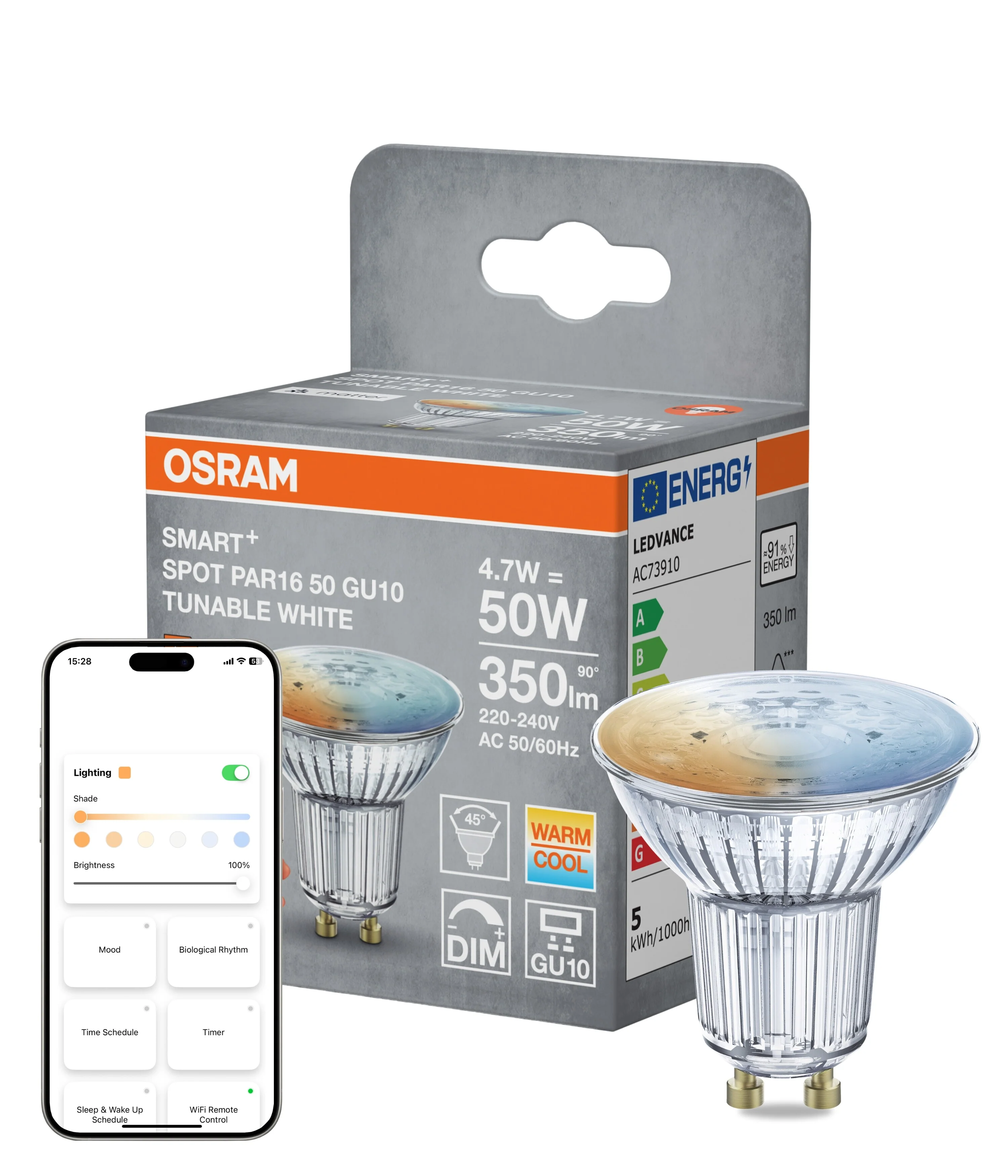 Lampa punktowa LED OSRAM SMART+ MATTER Tunable biały Spot PAR16 50 45° 4.7W GU10 Single Pack - Image 4