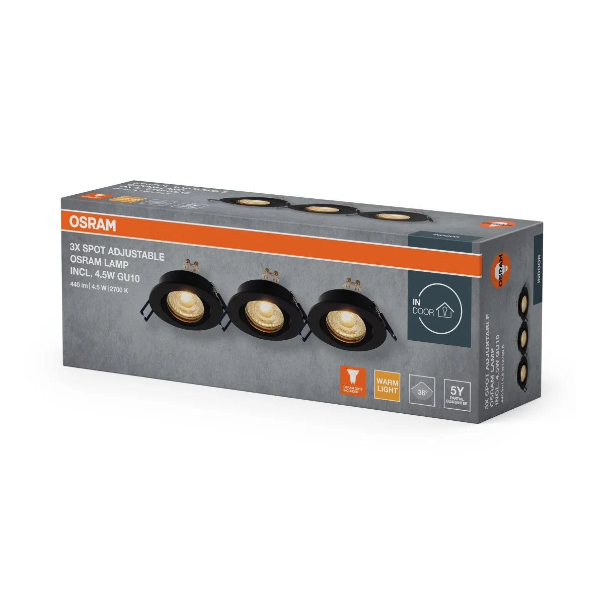 Lampa punktowa LED OSRAM Spot Set Recess GU10 Adjustable Click 4.5W 827 czarny - Image 2