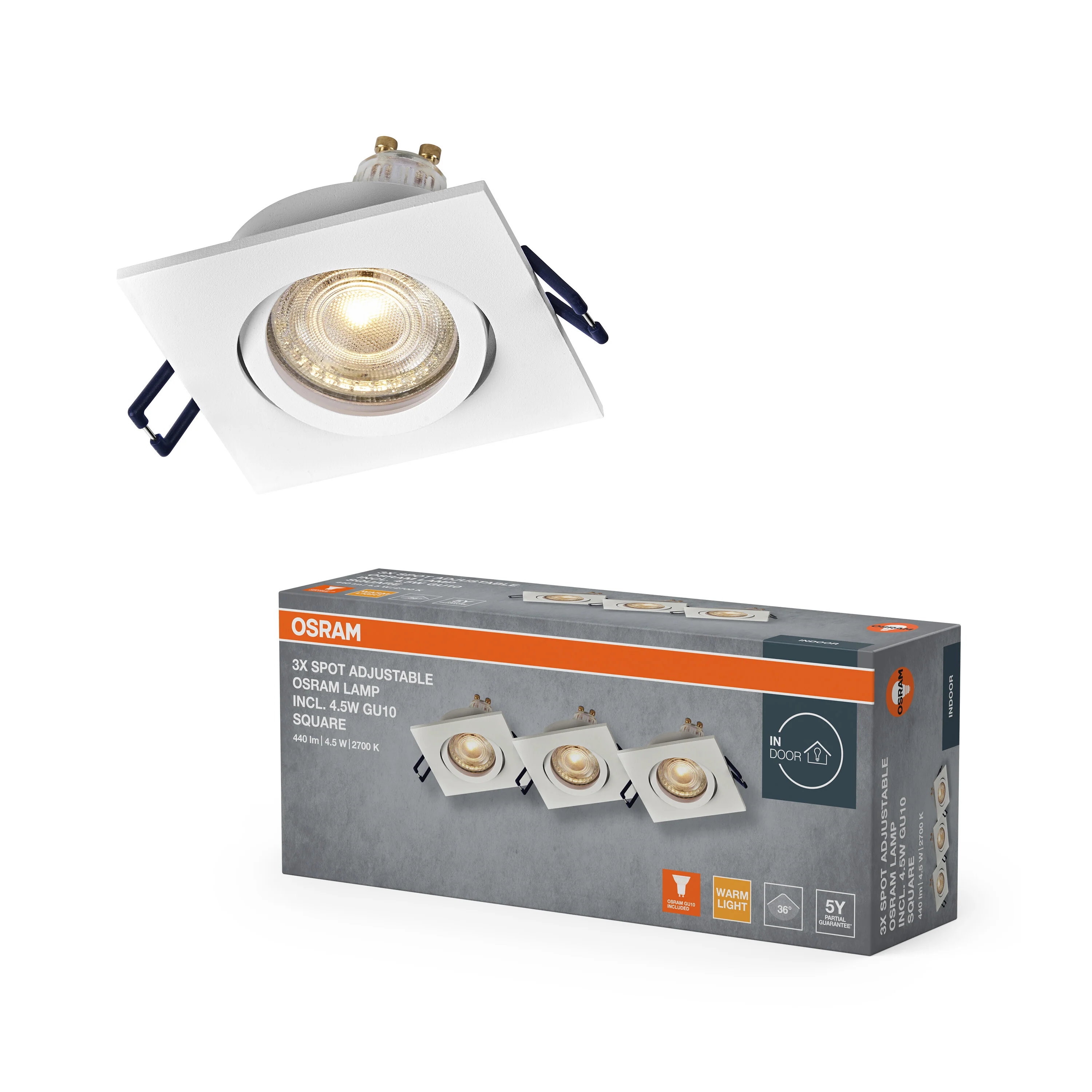 Lampa punktowa LED OSRAM Spot Set Recess GU10 Adjustable Square Click 4.5W 827 biały - Image 5