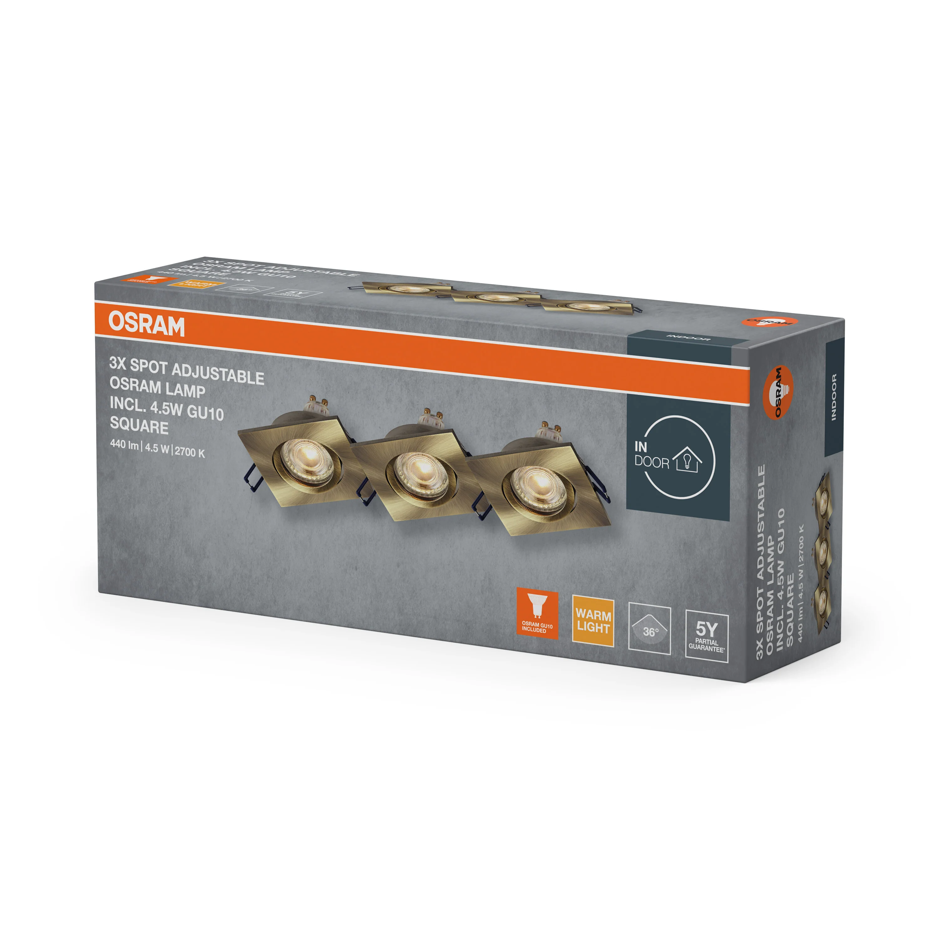Lampa punktowa LED OSRAM Spot Set Recess GU10 Adjustable Square Click 4.5W 827 Green Brass - Image 6