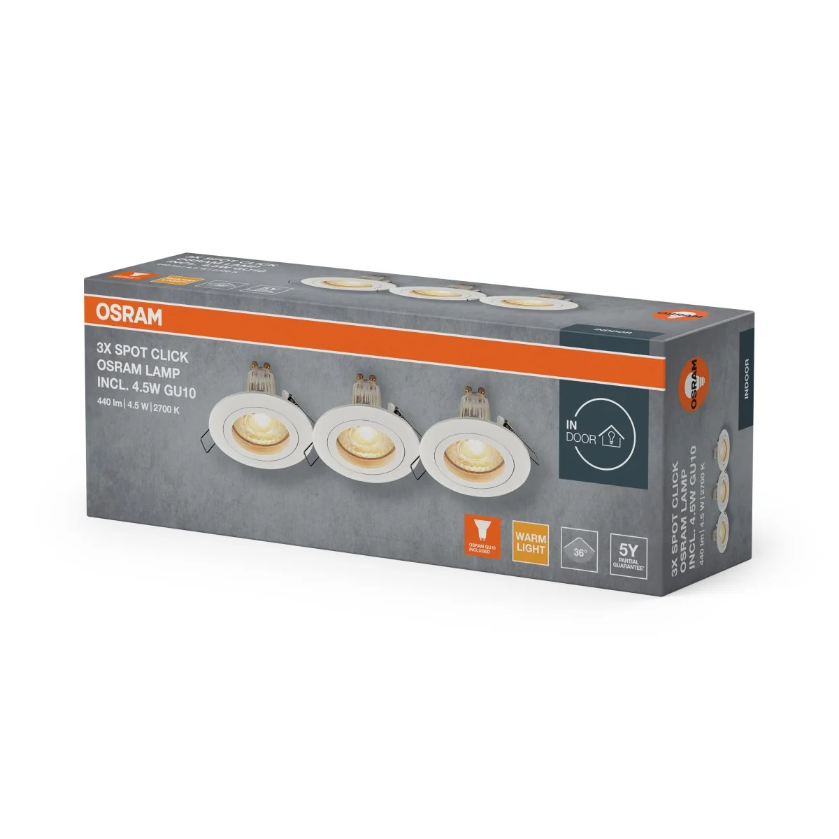 Lampa punktowa LED OSRAM Spot Set Recess GU10 Click 4.5W 827 biały - Image 2