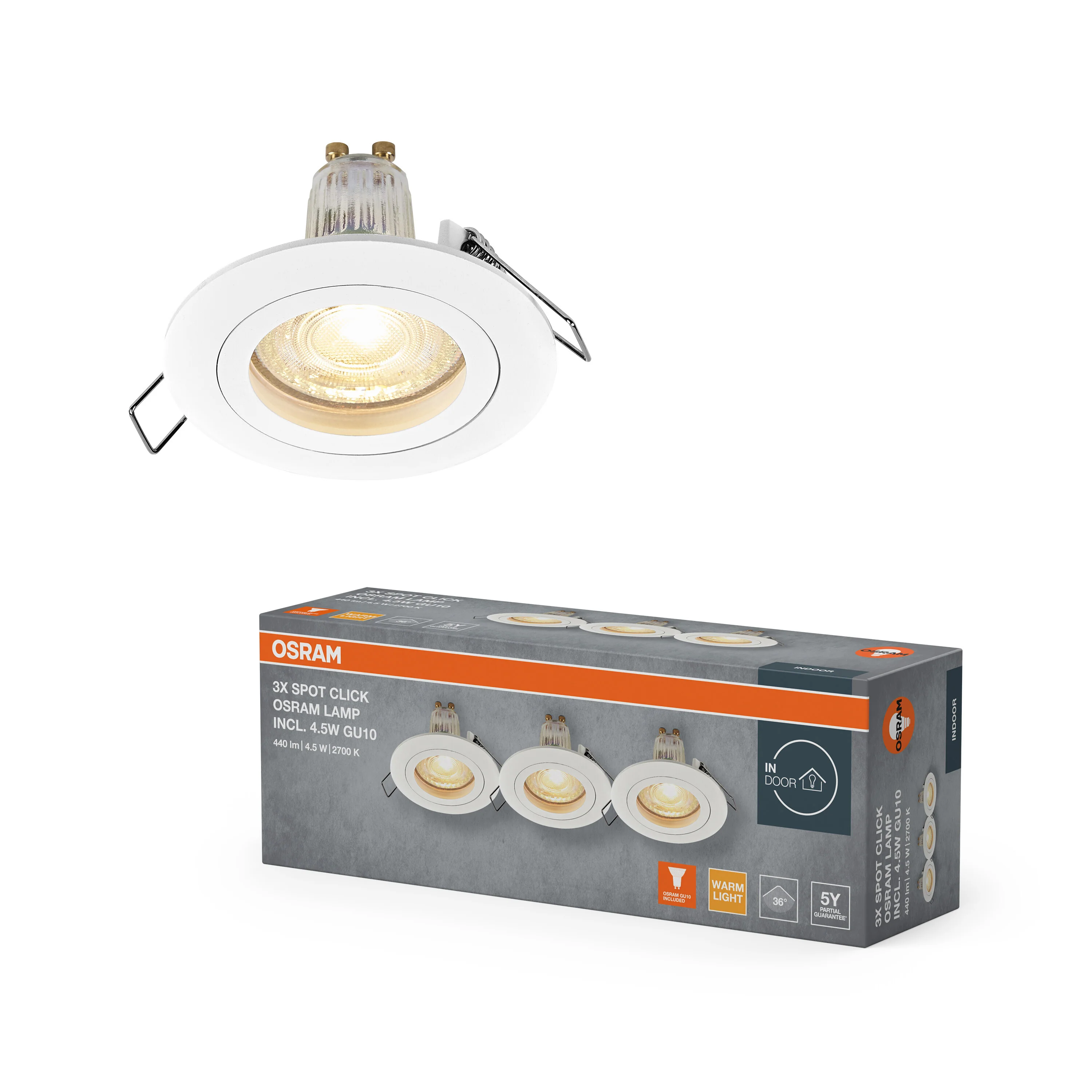 Lampa punktowa LED OSRAM Spot Set Recess GU10 Click 4.5W 827 biały - Image 5