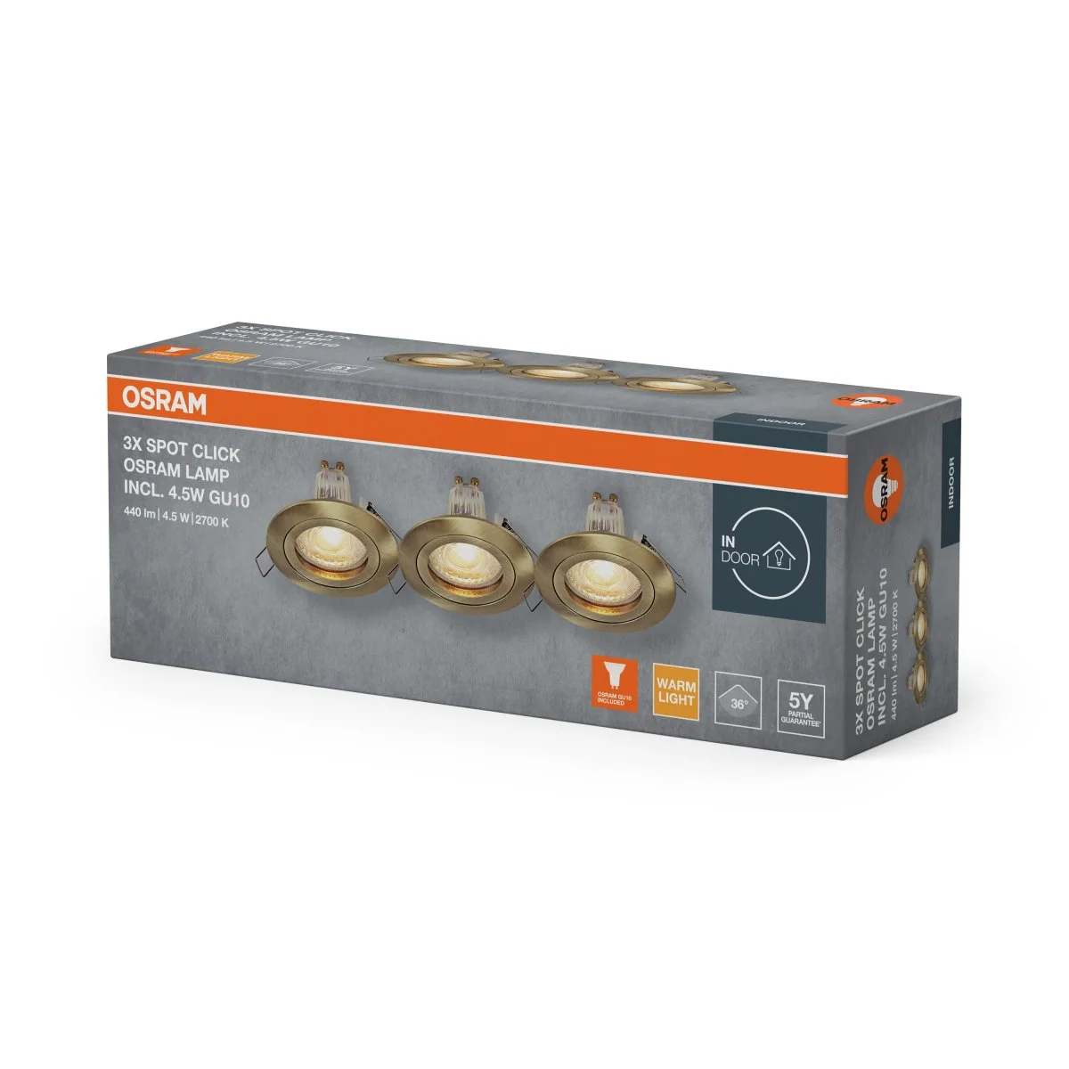 Lampa punktowa LED OSRAM Spot Set Recess GU10 Click 4.5W 827 Green Brass - Image 2