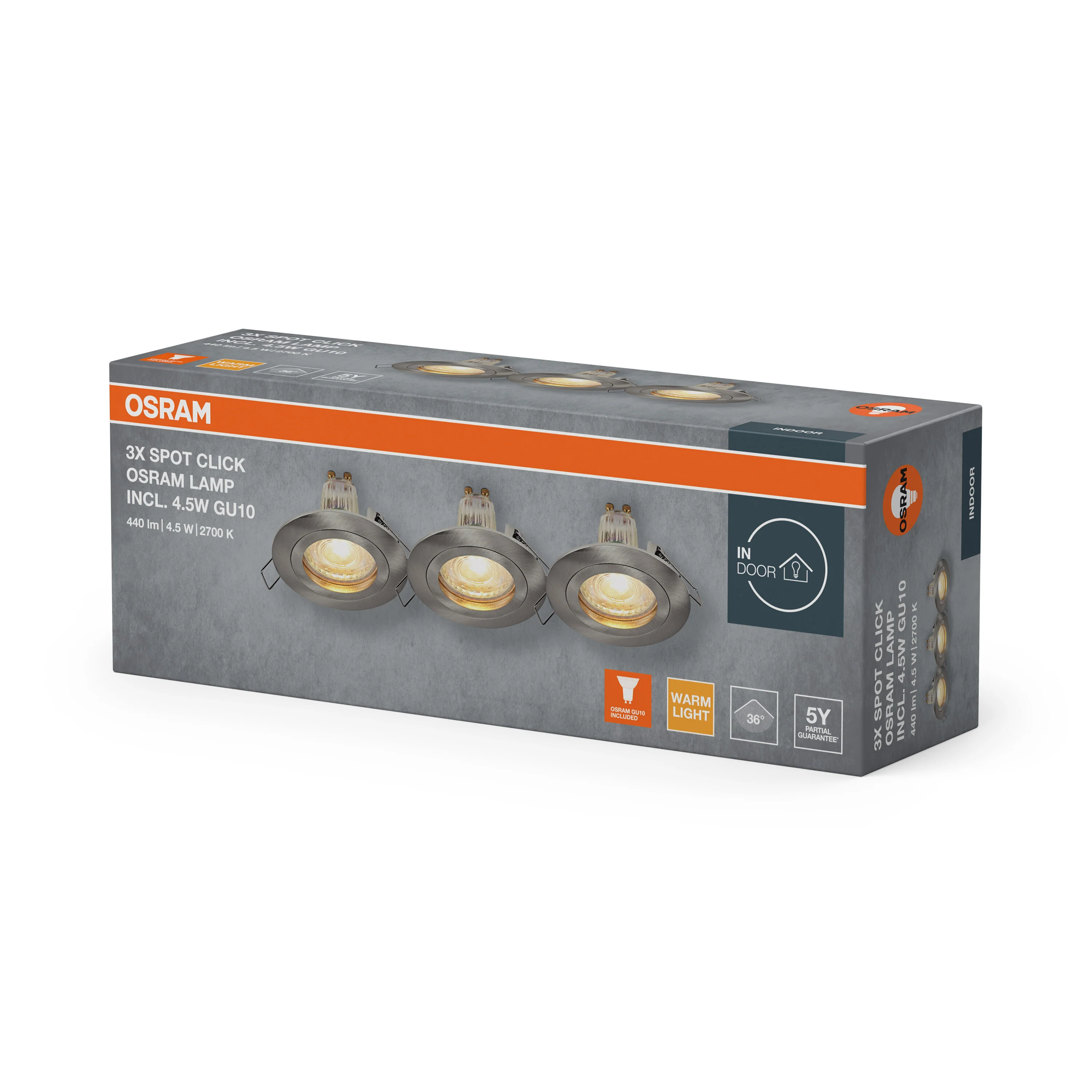 Lampa punktowa LED OSRAM Spot Set Recess GU10 Click 4.5W 827 Satin Nickel - Image 6