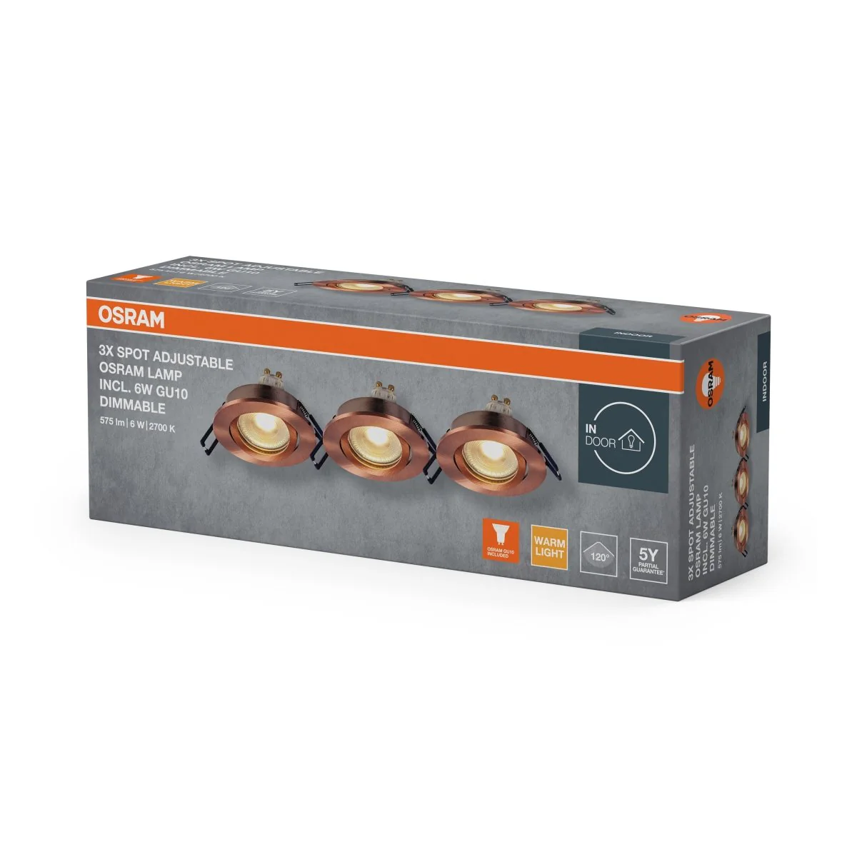Lampa punktowa LED OSRAM Spot Set Recess GU10 Dim Adjustable Click 6W 827 Red Brass - Image 2