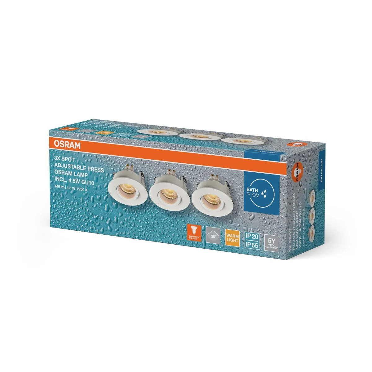 Lampa punktowa LED OSRAM Spot Set Recess GU10 IP65 Press 4.5W 827 biały - Image 2