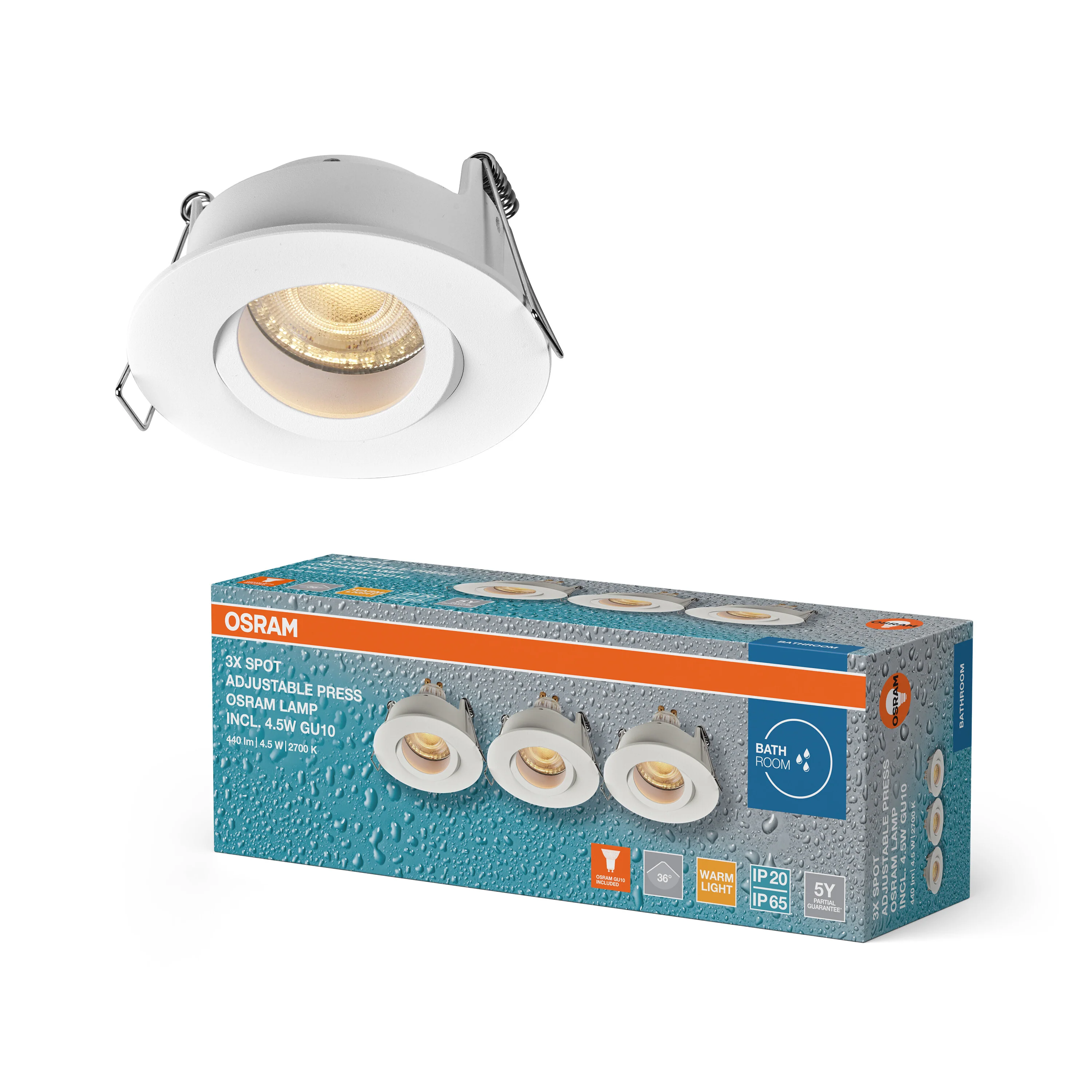 Lampa punktowa LED OSRAM Spot Set Recess GU10 IP65 Press 4.5W 827 biały - Image 5