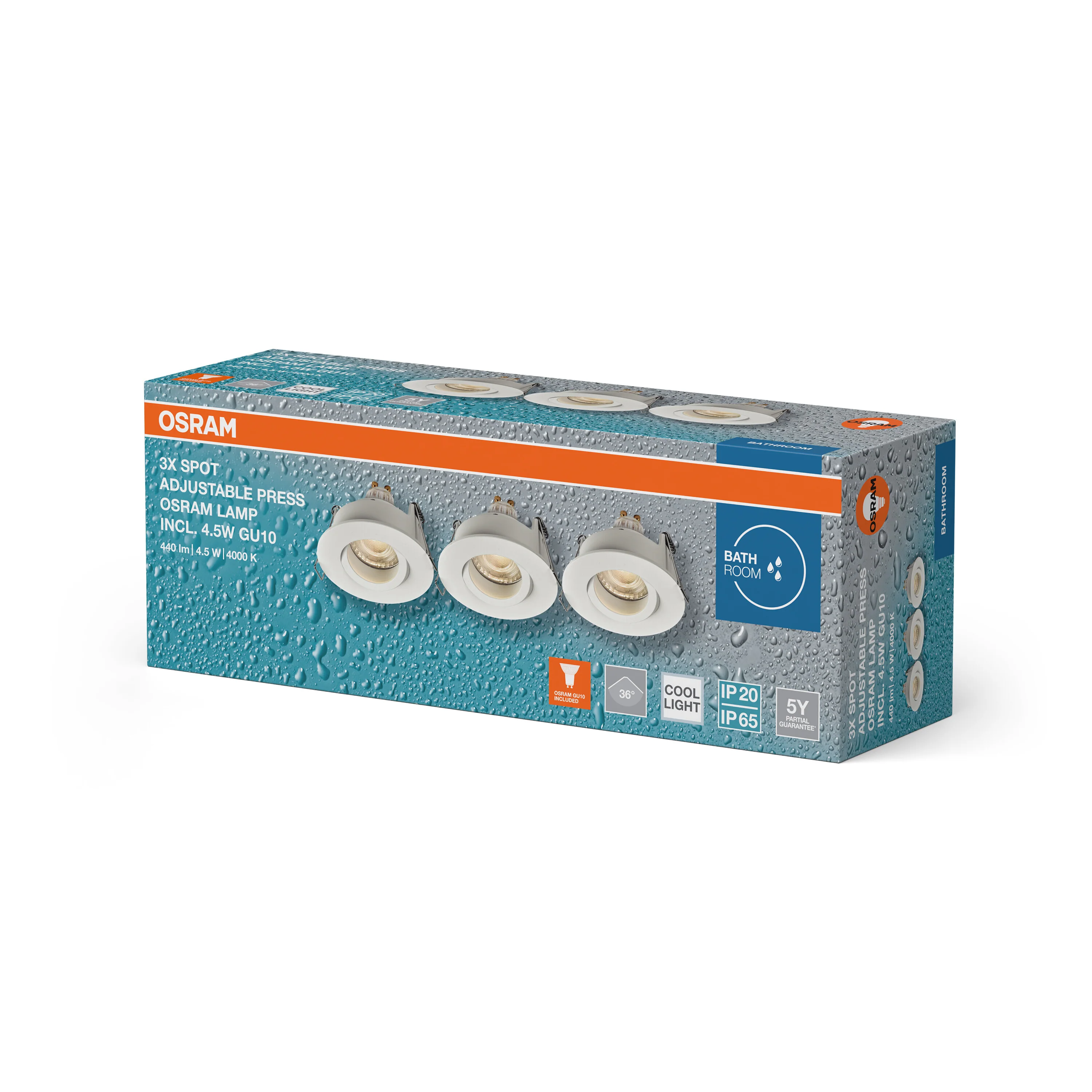 Lampa punktowa LED OSRAM Spot Set Recess GU10 IP65 Press 4.5W 840 biały - Image 6