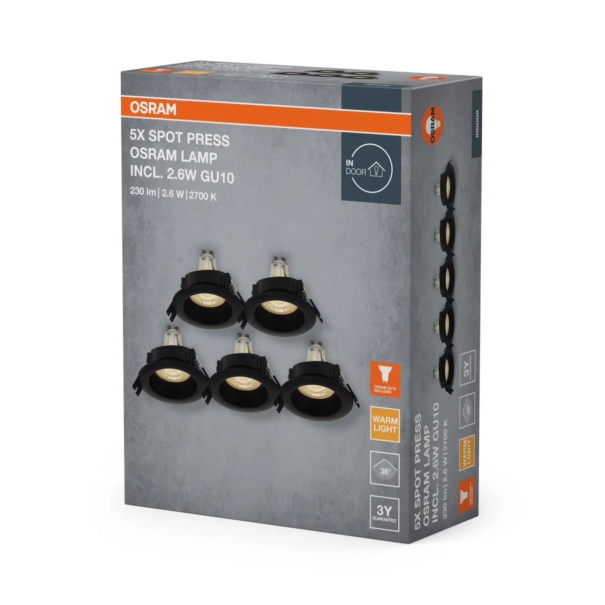 Lampa punktowa LED OSRAM Spot Set Recess GU10 Press 2.6W 827 czarny - Image 2