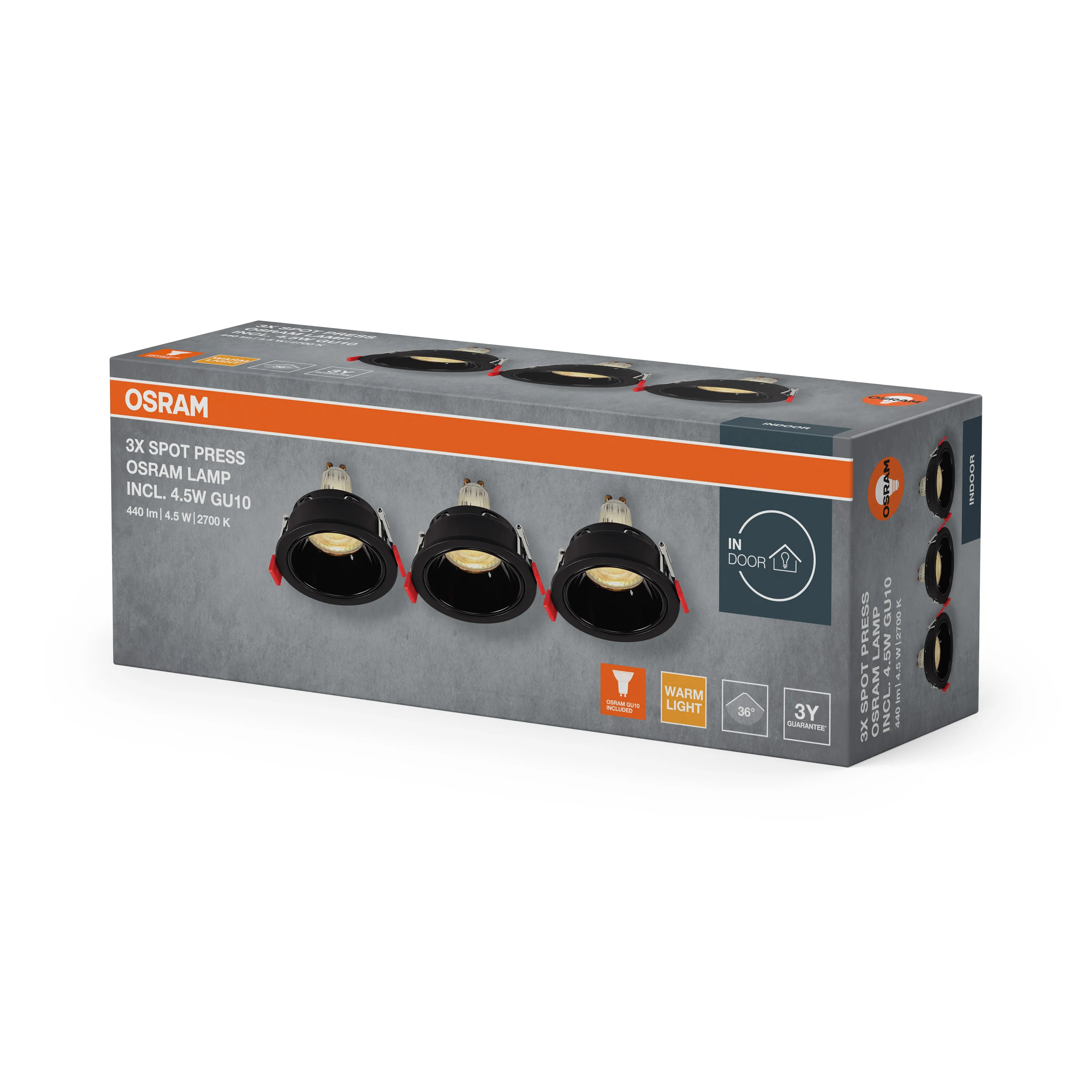 Lampa punktowa LED OSRAM Spot Set Recess GU10 Press 4.5W 827 czarny - Image 6