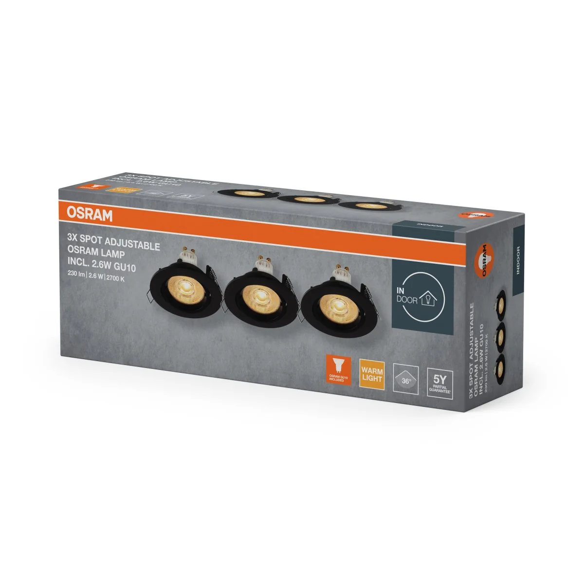 Lampa punktowa LED OSRAM Spot Set Recess Twistlock GU10 Adjustable 2.6W 827 czarny - Image 2